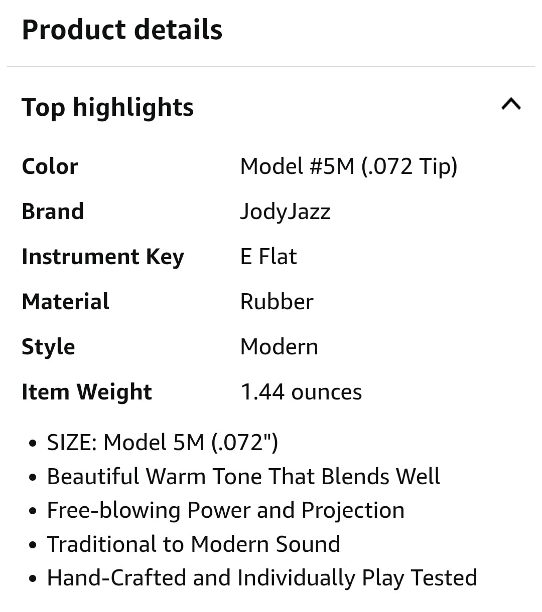 JodyJazz HR* Alto Saxophone Mouthpiece Model 6M (.078