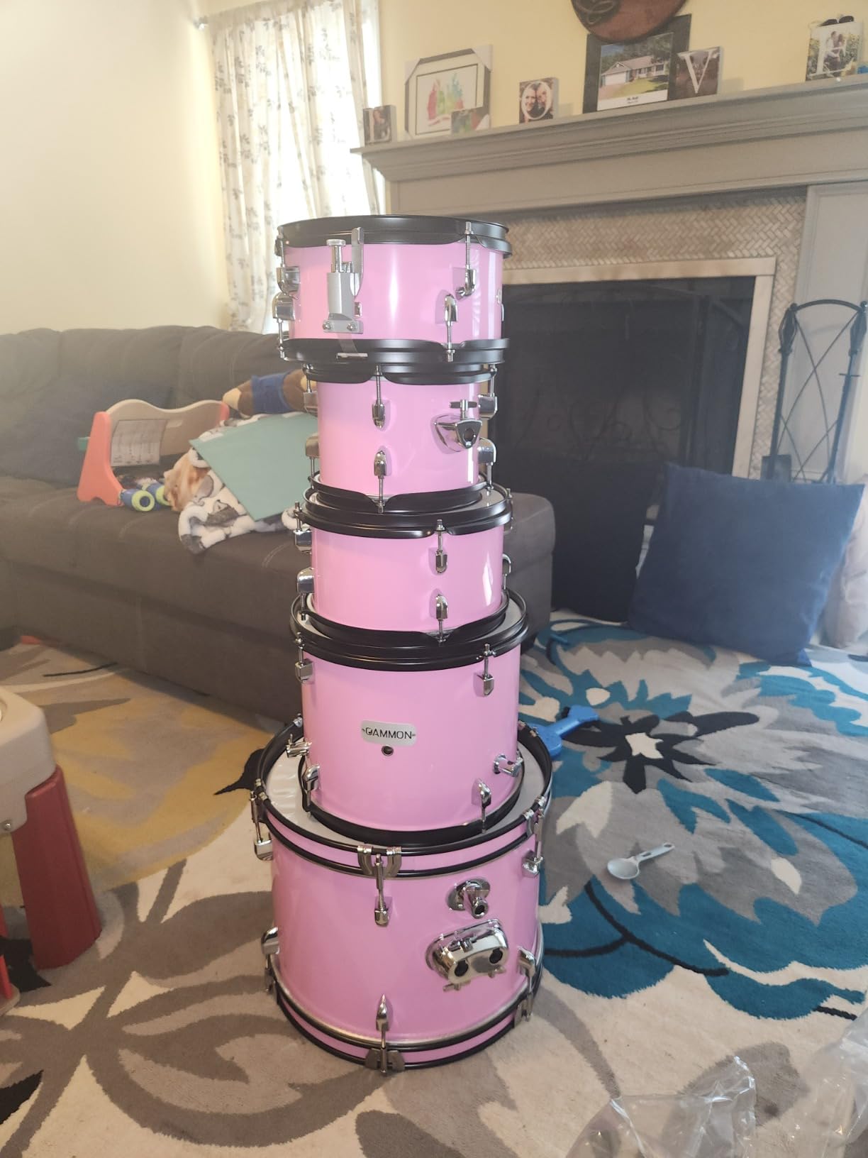Gammon Percussion 5-Piece Kids Drum Set, Complete Junior Drum Kit with Cymbals, Hardware, Sticks, & Throne - Blue customer photo 1