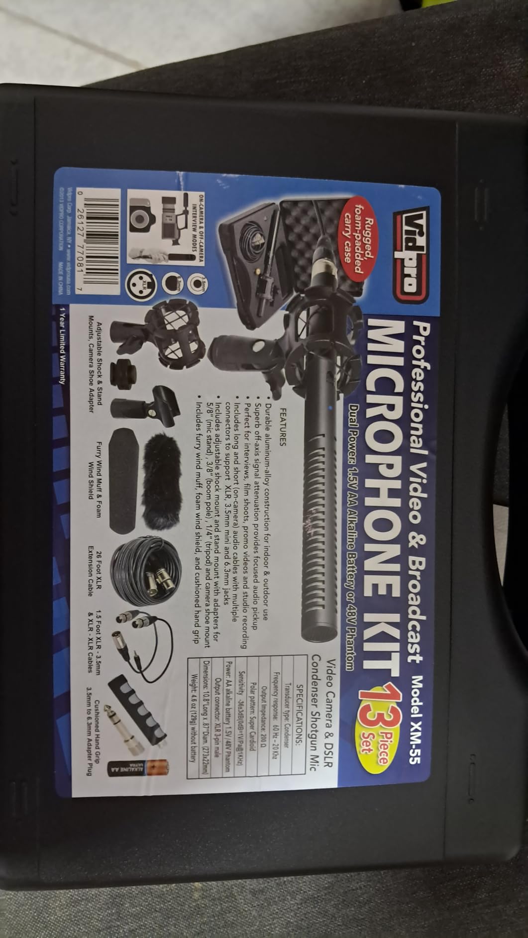 VidPro XM-55 13-Piece Professional Video & Broadcast Unidirectional Condenser Shotgun Microphone Kit customer photo 1