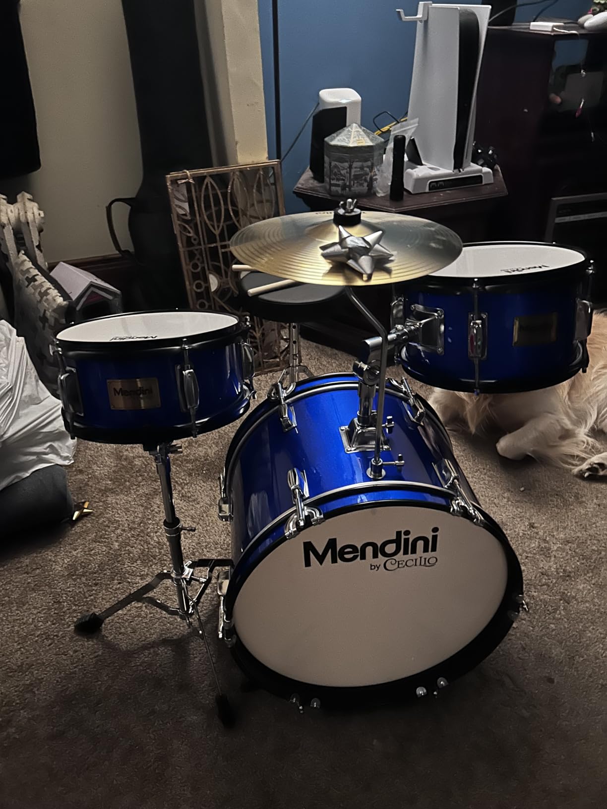 Mendini By Cecilio Drum Set, 3 Piece Junior Drum Set for Beginners with Bass Tom Snare Drum, 13 inch Drum Kit with Snare, Cymbal, Drumsticks, Adjustable Seat (Sky Blue) customer photo 1