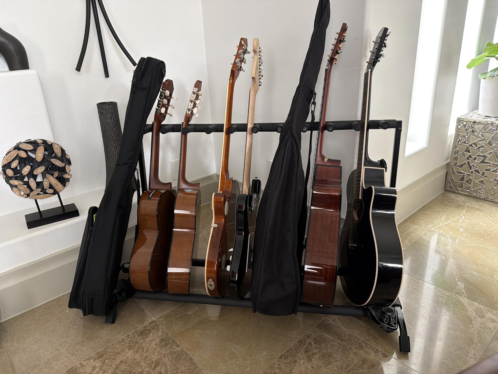 Gator Frameworks Rok-It Folding 5 Guitar Rack Stand (RI-GTR-RACK5) | Fits up to 5 Acoustic, Electric, or Bass Guitars with padded supports and a folding rack that travels and stores easily. customer photo 2