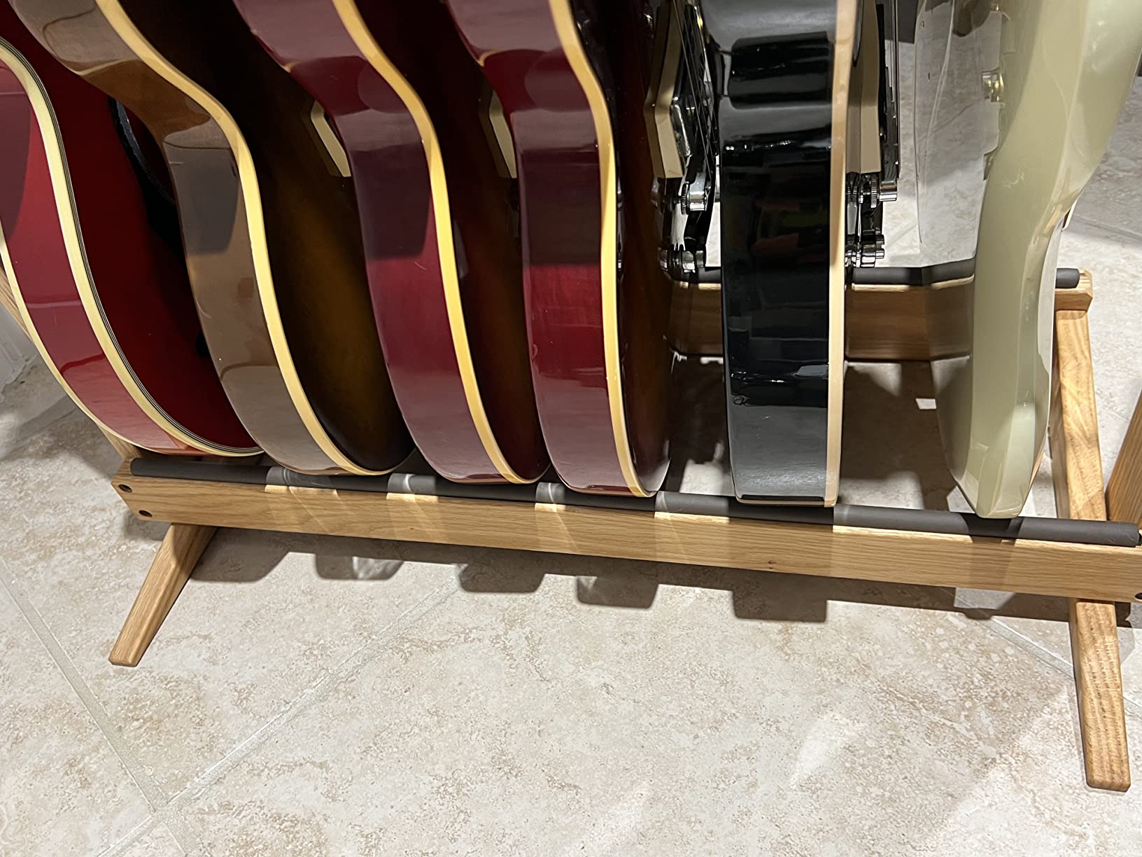 String Swing Guitar Stand, Multi Guitar Rack for Acoustic, Electric, Bass Guitars, Hand Welded Steel & Black Walnut Hardwood, Padded Guitar Holders, Guitar Stands Floor - USA Made customer photo 2