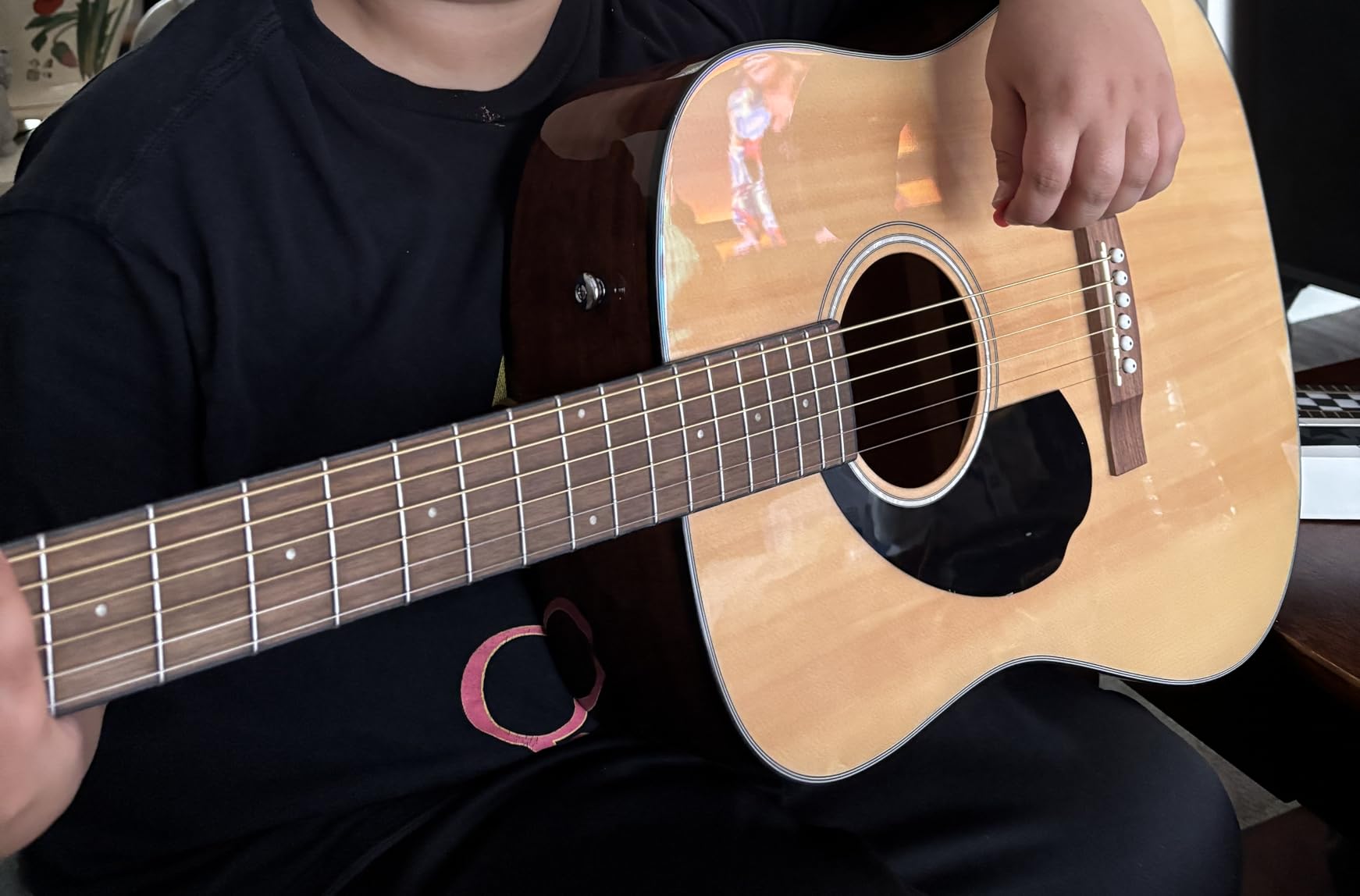 Fender Left-Handed Acoustic Guitar, CD-60S, with 2-Year Warranty, Dreadnought Classic Design with Rounded Walnut Fingerboard and Phosphor Bronze Strings, Glossed Natural Finish, Mahogany Construction customer photo 2