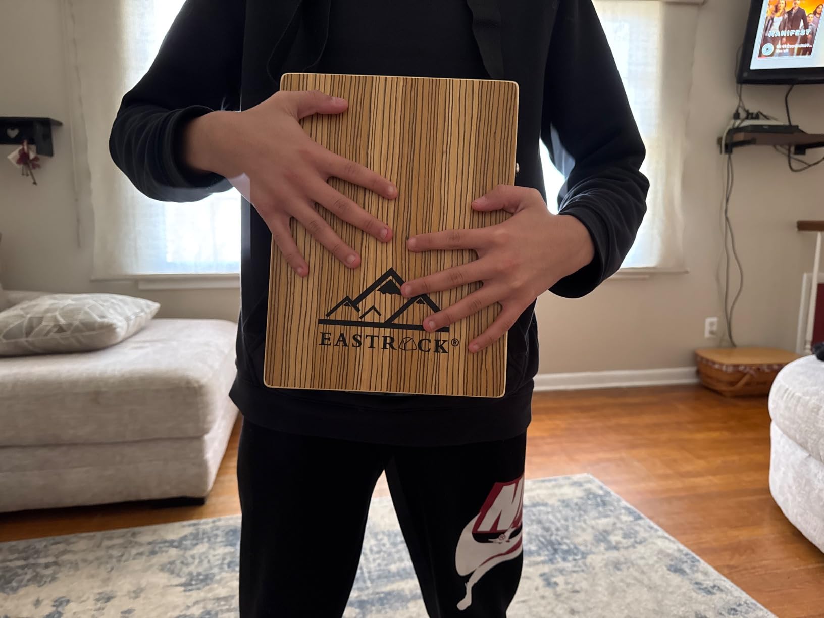 EastRock Portable Cajones Beat Box Hand Drum Cajon, Stringed Percussion Instrument Kit with Carrying Bag and Guitar Strings customer photo 1