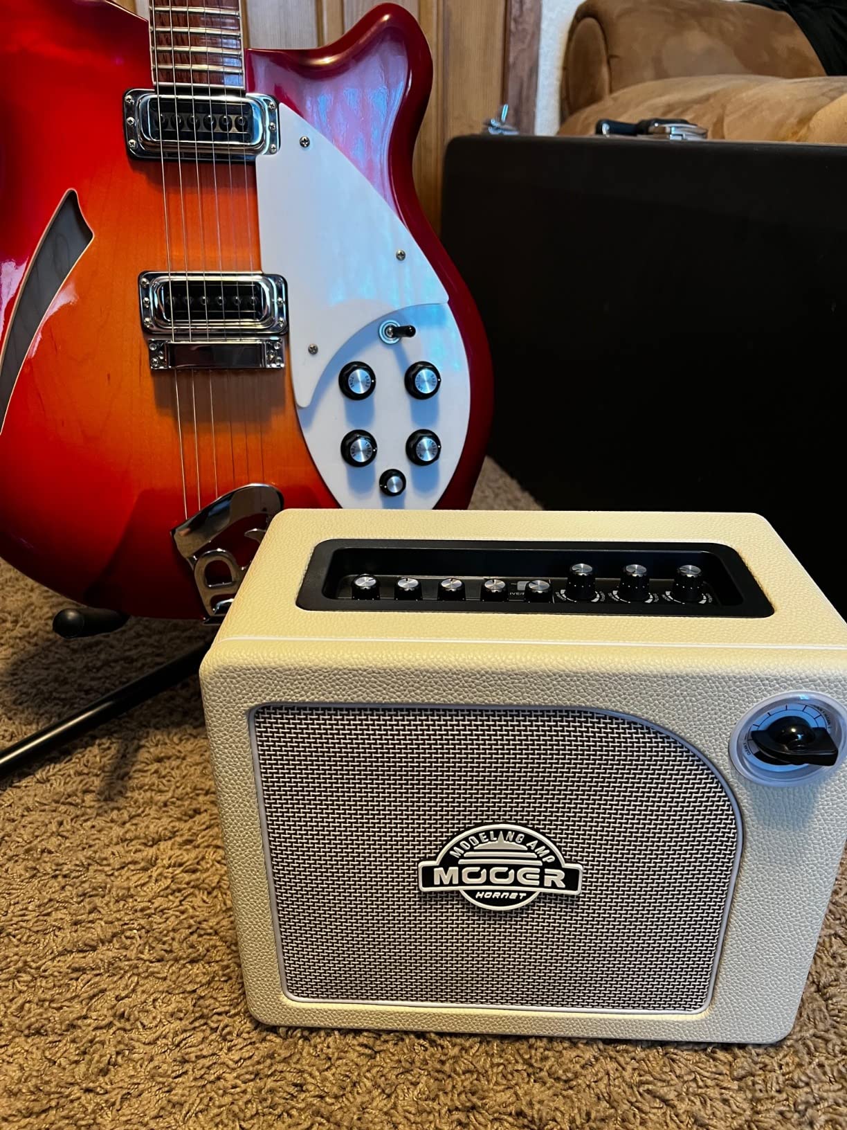 MOOER Hornet Black 15W Guitar Amplifier Combo with 9 Digital Amp Models, Bluetooth, 6.5