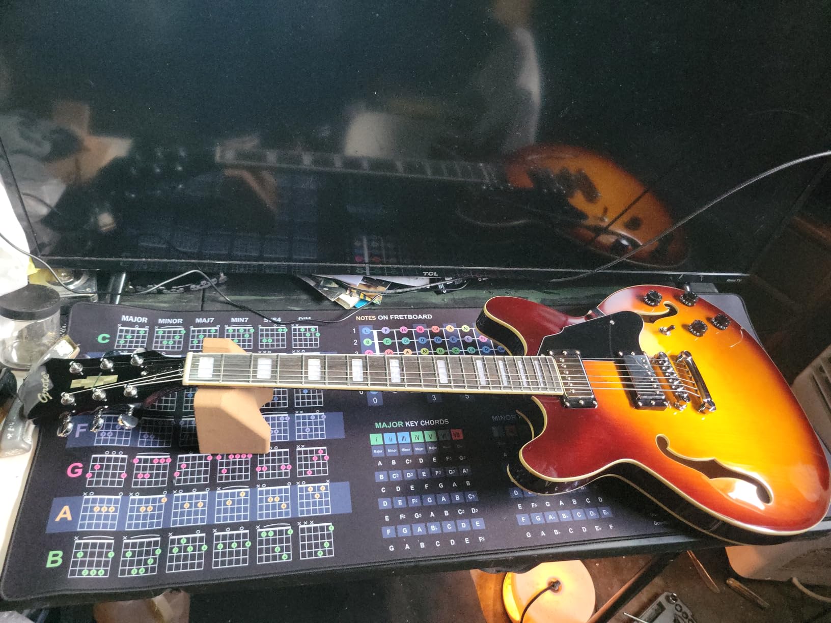 Grote Full Scale Electric Guitar Semi-Hollow Body Guitar Stainless Steel Frets (Vintage Sunburst) customer photo 1