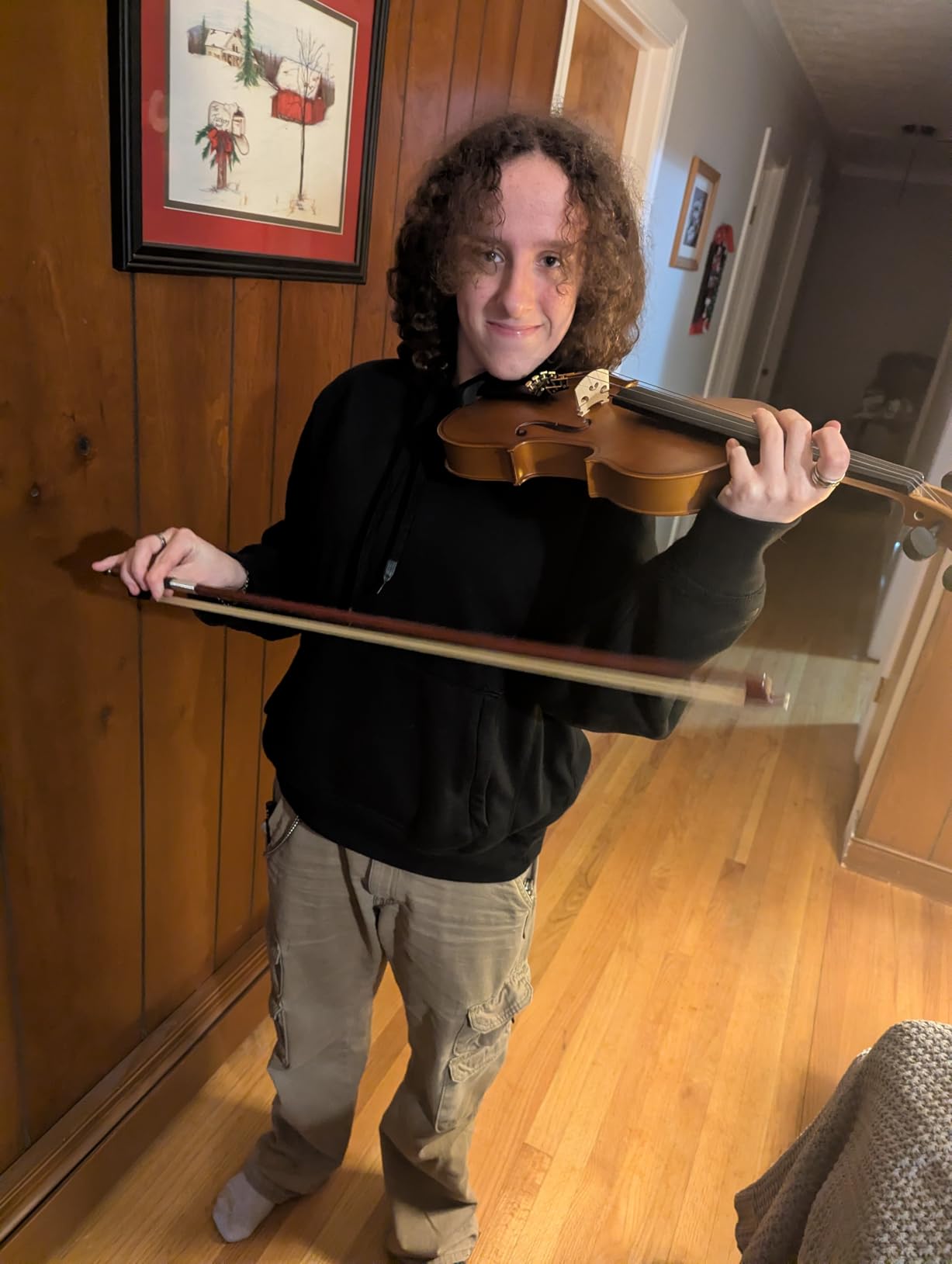 LMS Violin Bow Full Size 4/4 Brazilwood Violin Bows Lightweight Bow Well Balance Fiddle Bow Made with Ebony Frog Mongolian White Horse Hair for Violin Student Professional (4/4) customer photo 1