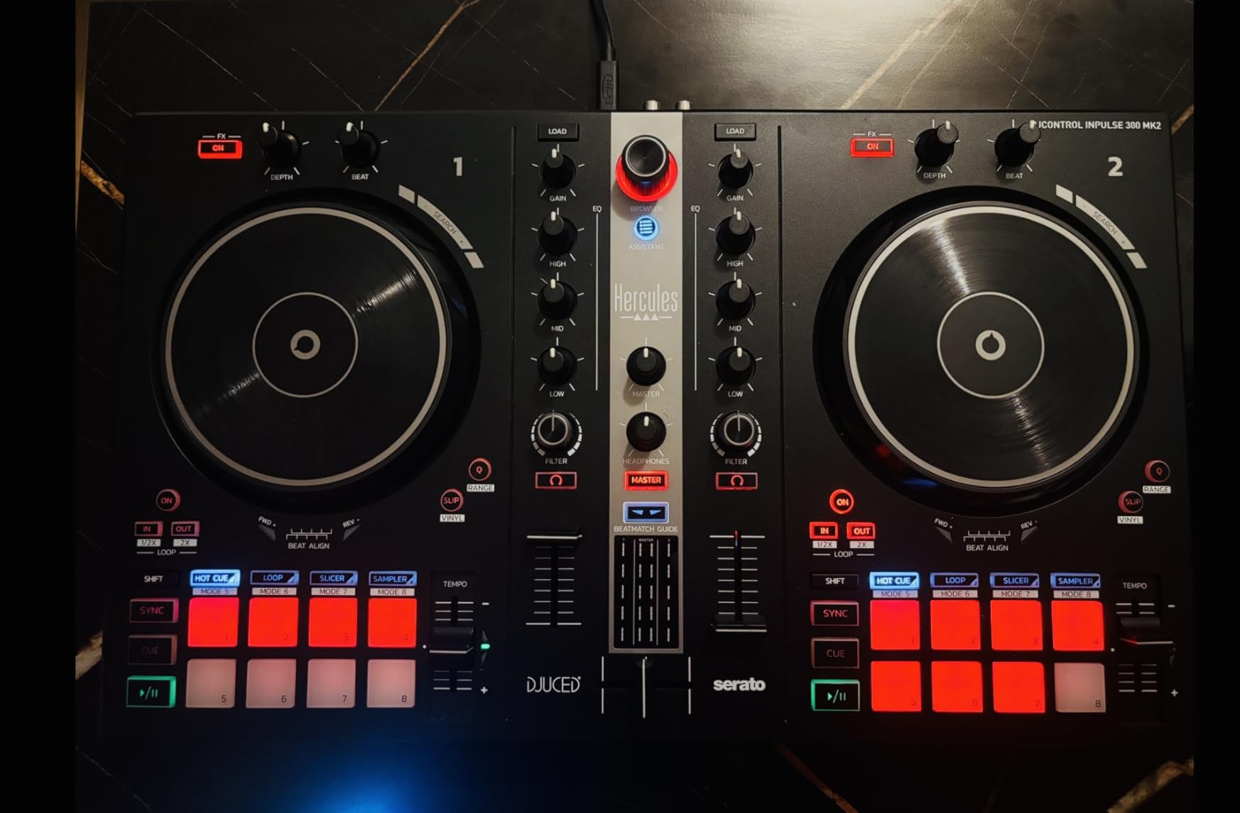 Hercules DJControl Inpulse 300 MK2 USB DJ Controller - 2-Deck Mixer with Built-In Sound Card, 16 Pads, Serato DJ Lite & DJUCED Software Included customer photo 1