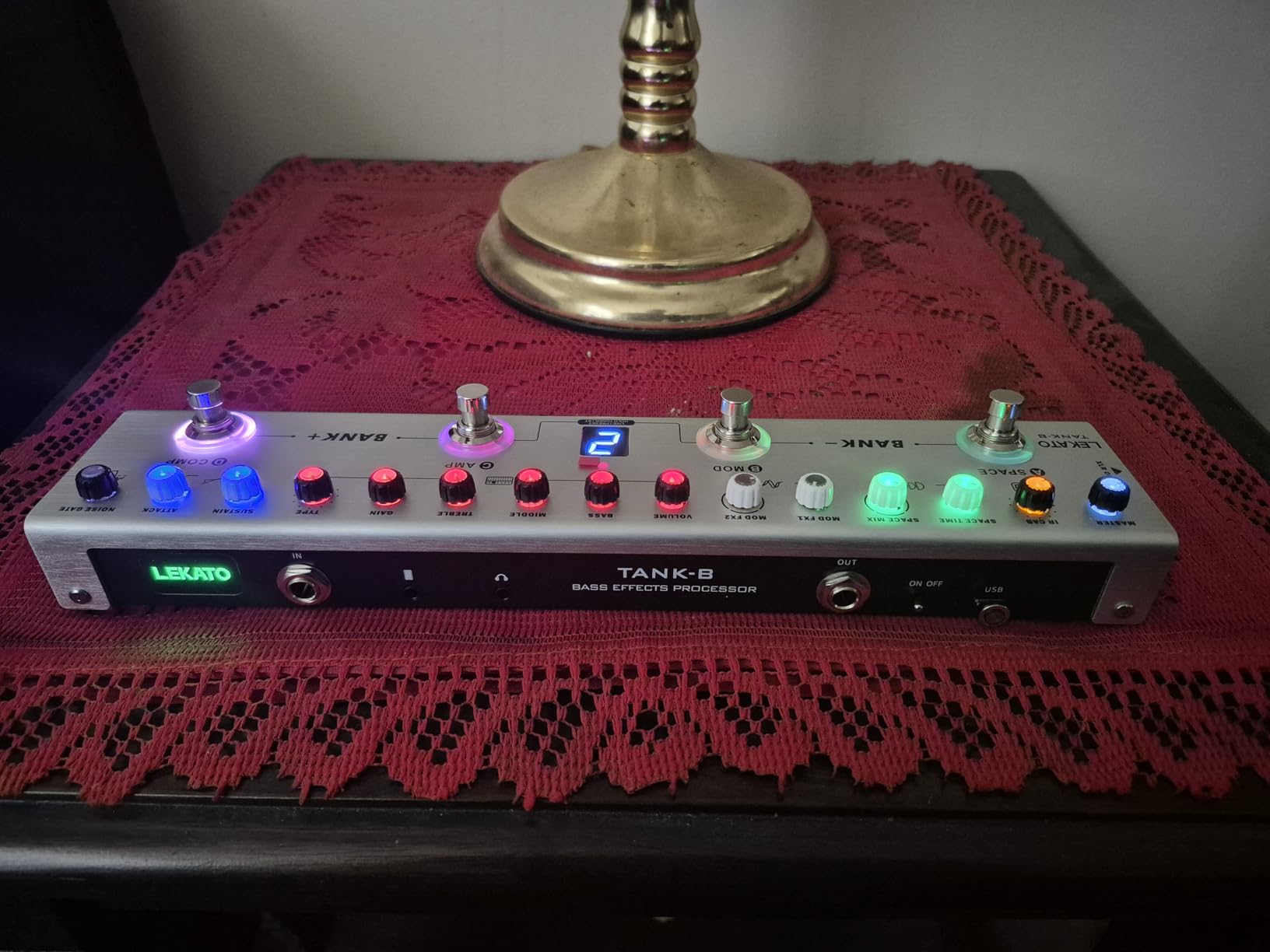 LEKATO Bass Multi Effects Pedal, Bass Effects Pedal with 36 Presets, Editable 4 Modules, Amp, Compressor, Mod, Space, Reverb, IR CAB, Tuner, BT Connection, Music Recording customer photo 1