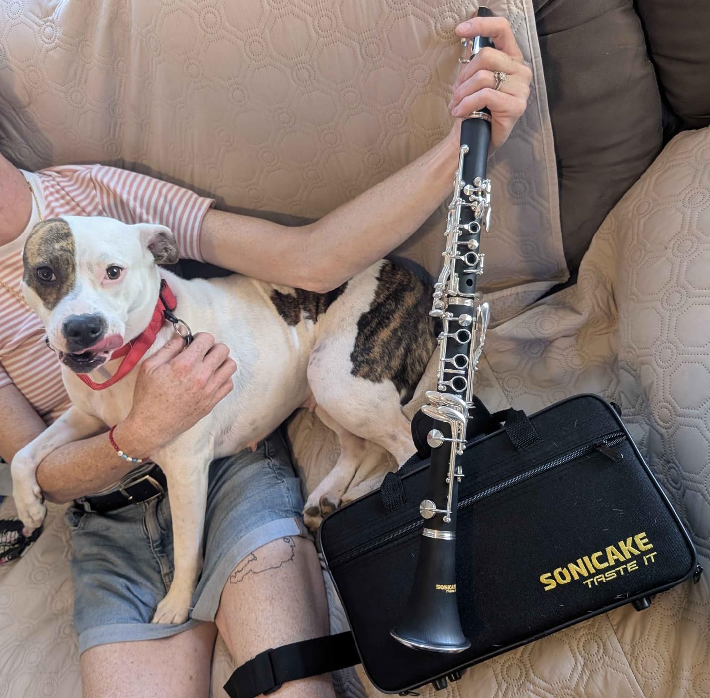 SONICAKE B Flat Clarinet for Intermediate Beginners & Student, Upgraded Ebonite Bb Clarinet Silver-plated with 2 Barrels, 4C Mouthpiece, Hard Case, Cleaning Kit, Black, QCR-11 customer photo 2