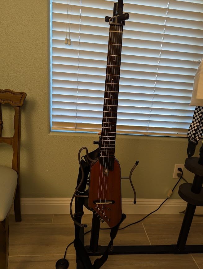 Donner HUSH I EVO2 Acoustic Electric Travel Guitar - Portable Headless Quiet Practice Guitar, Ultra-Light, Mahogany Body with Built-in Tuner, Detachable Stands & Headphone Jack - Sunburst customer photo 2