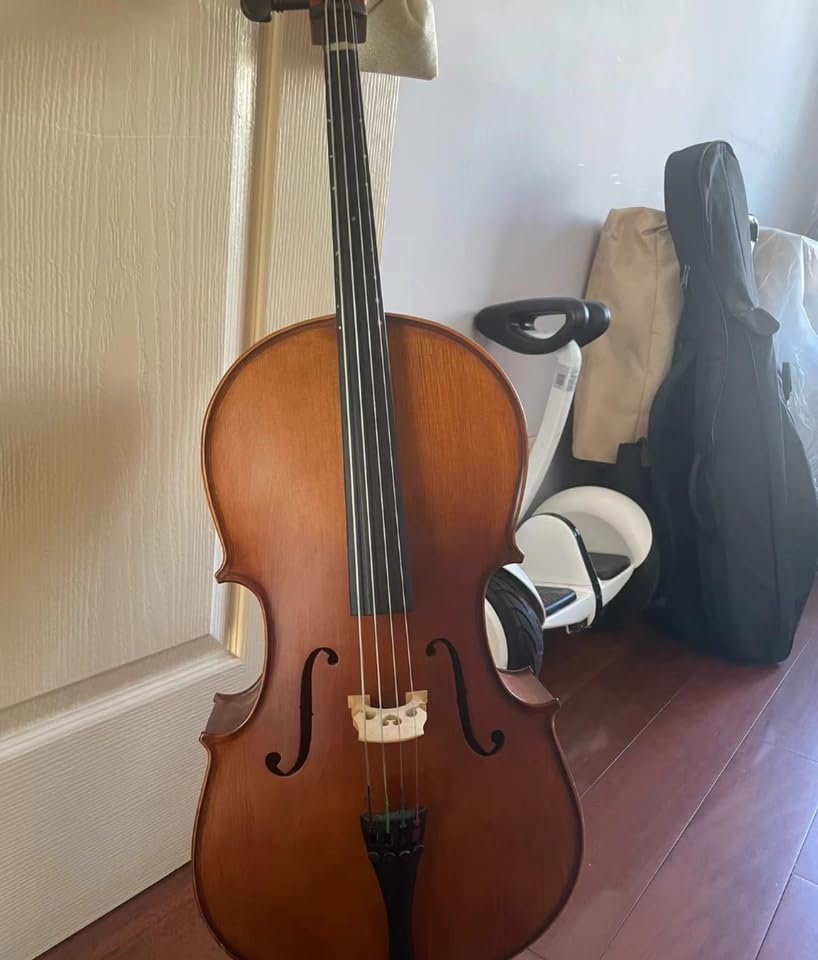 Full Size Cello Kit, Acoustic Cello Instrument for Adults,Beginners,Students,Complete Cello 4/4 Set with Portable Bag, Bow, Rosin (Black) customer photo 2