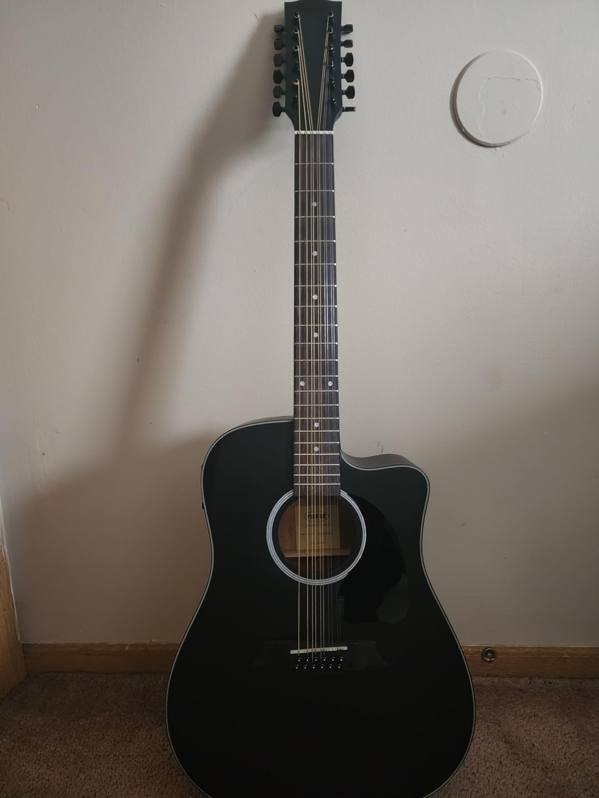 Tostar 12 String Acoustic Electric Guitar for All Players, Black | 42
