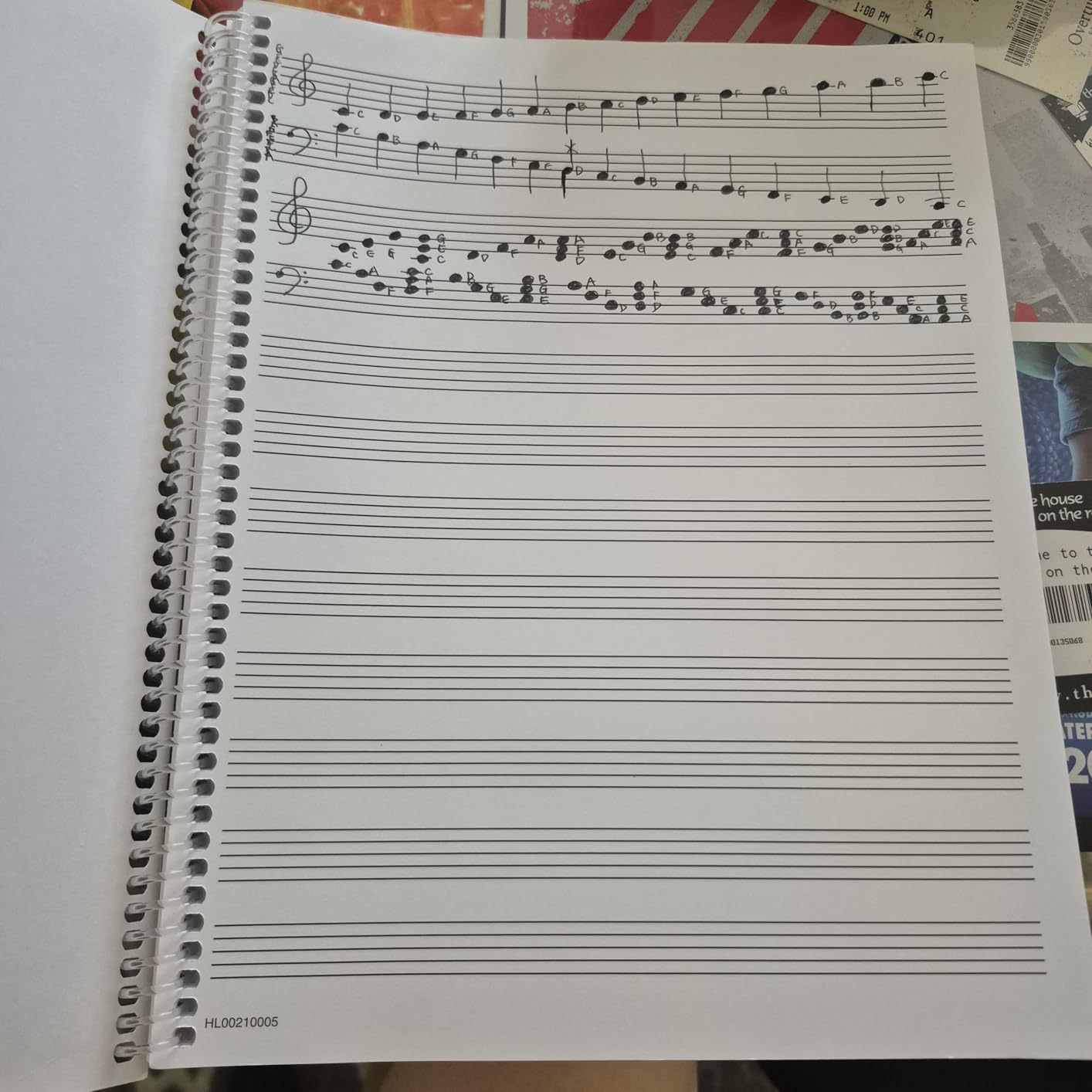 Manuscript Paper - Hal Leonard Standard Wirebound | 96-Page Music Writing Notebook with 12 Staves per Page | Spiral-Bound Staff Paper for Composers, Students, and Teachers | Includes Notation Guide customer photo 1