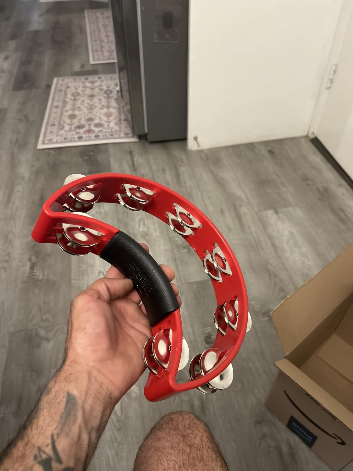 RhythmTech RT1010 Tambourine, Nickel Jingles, Black customer photo 2
