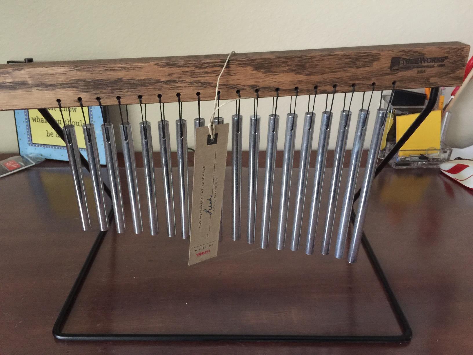 TreeWorks Chimes Medium Top Bar Chime - MADE IN U.S.A. - For Percussion Tables, Desks, Classroom Music, Meditation or Yoga, Includes Powder Coated Metal Stand customer photo 2