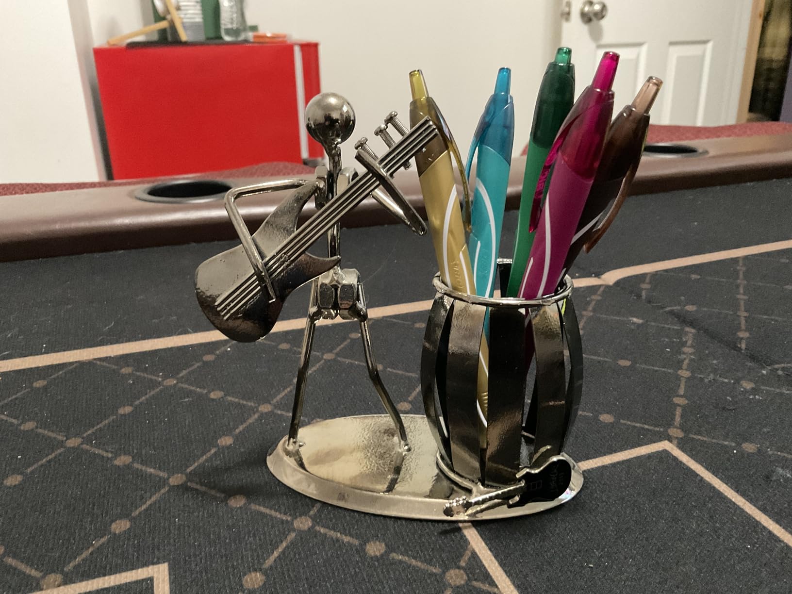MyGift Guitar Pen Holder Desk Office Decor Gift For Men | Guitar Inspired Design, Music Theme Accent, Desktop Organization, Office Styling, Unique Gift For Musicians customer photo 2