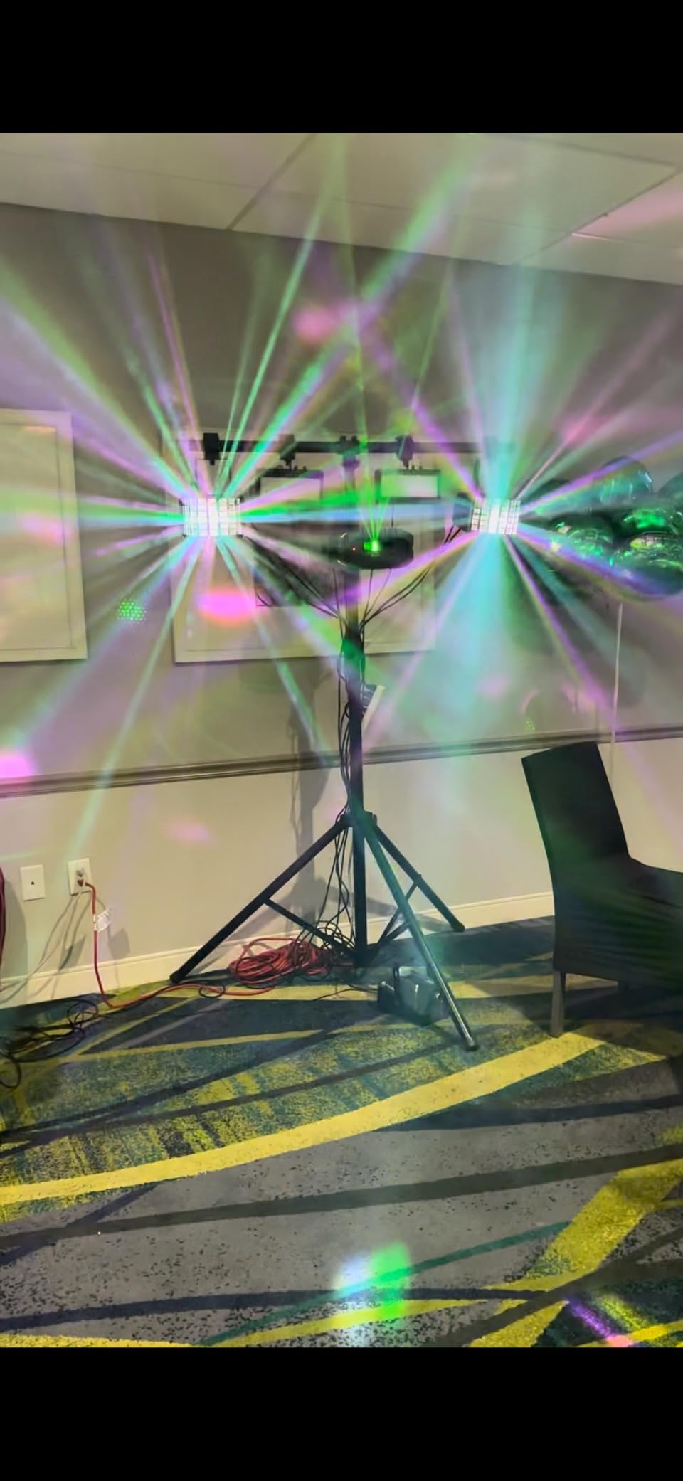 DJ Disco Party Light: Compact Derby Effect | RGBW Beam Output Through 48 Lenses - Remote Sound Activated DMX Control - Easy Setup Great for Dance Wedding Gig Band Mobile Karaoke Bar Club Home Party customer photo 2