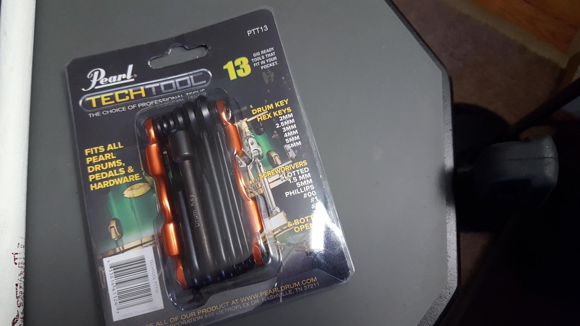 Pearl Tech Tool combination Drum Key and Drum Set Multi-Tool with five Screwdrivers, six Hex Keys and Bottle Opener, customer photo 2