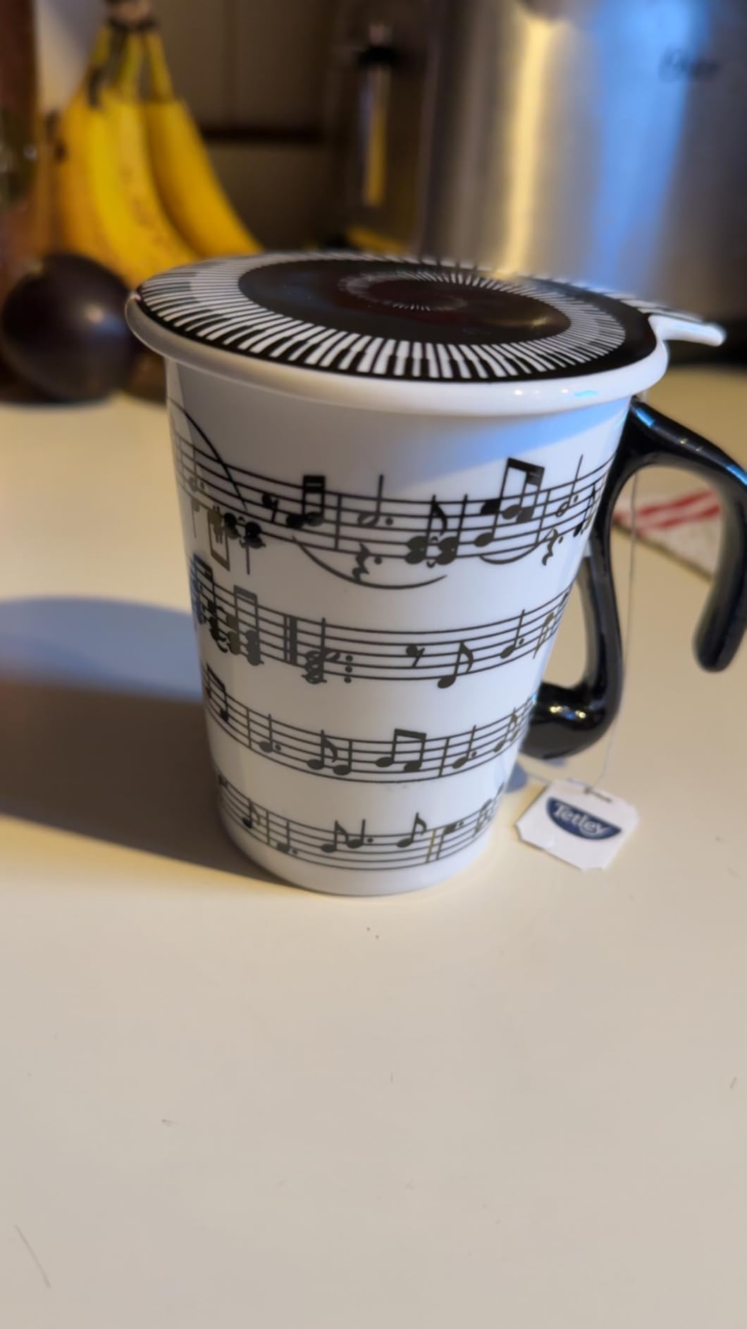 HLJgift Creative Ceramic Musician Coffee Mug Tea Cup with Lid Staves Music Notes - Teacher Gift customer photo 2