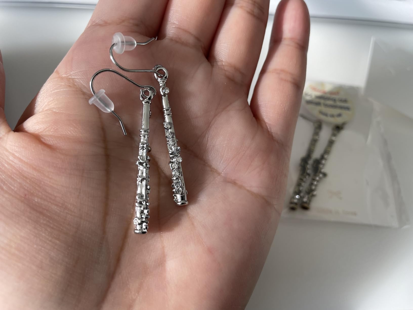 Spinningdaisy Flute Earrings – Silver Plated Music Jewelry for Women customer photo 1