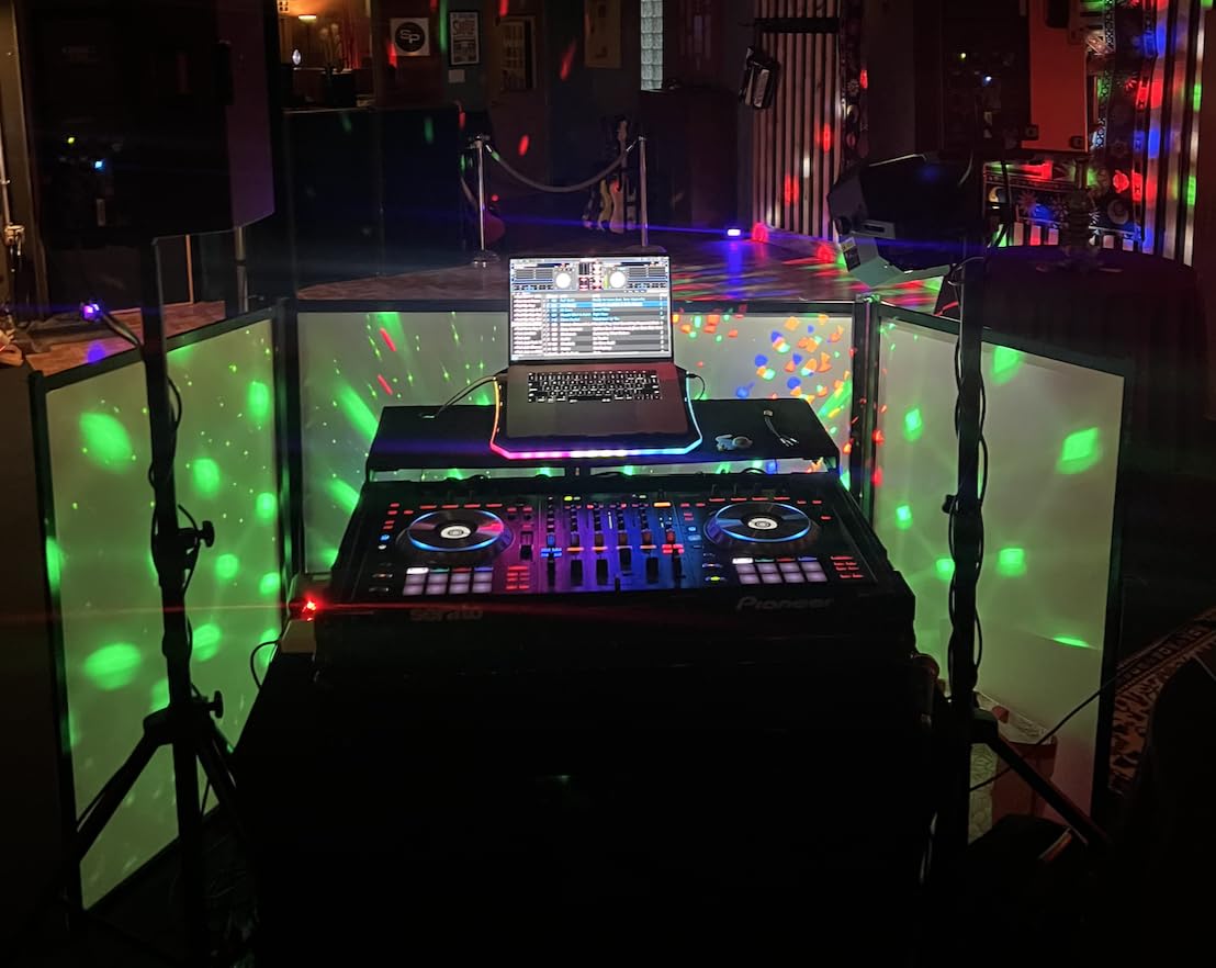 Rockville RFAAW 112x48 DJ Event Facade Lightweight Aluminum Booth, 360-Degree Panel Rotation, Fire-Retardant Scrim, Foldable Design, Perfect for Mobile DJs and Event Professionals (4 Panels) customer photo 2