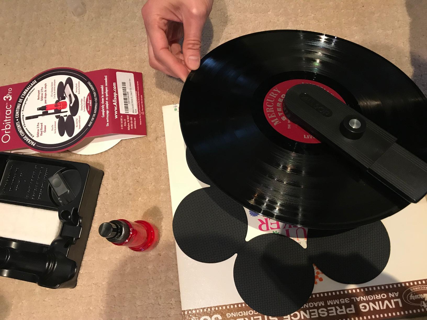 Orbitrac 3 Pro Vinyl Record Cleaning System, 2X Cleaning Cartridges, Protective Non-Skid Pad, Cleaner Fluid, Reviving Brush, and Storage Case (31735), Black customer photo 1