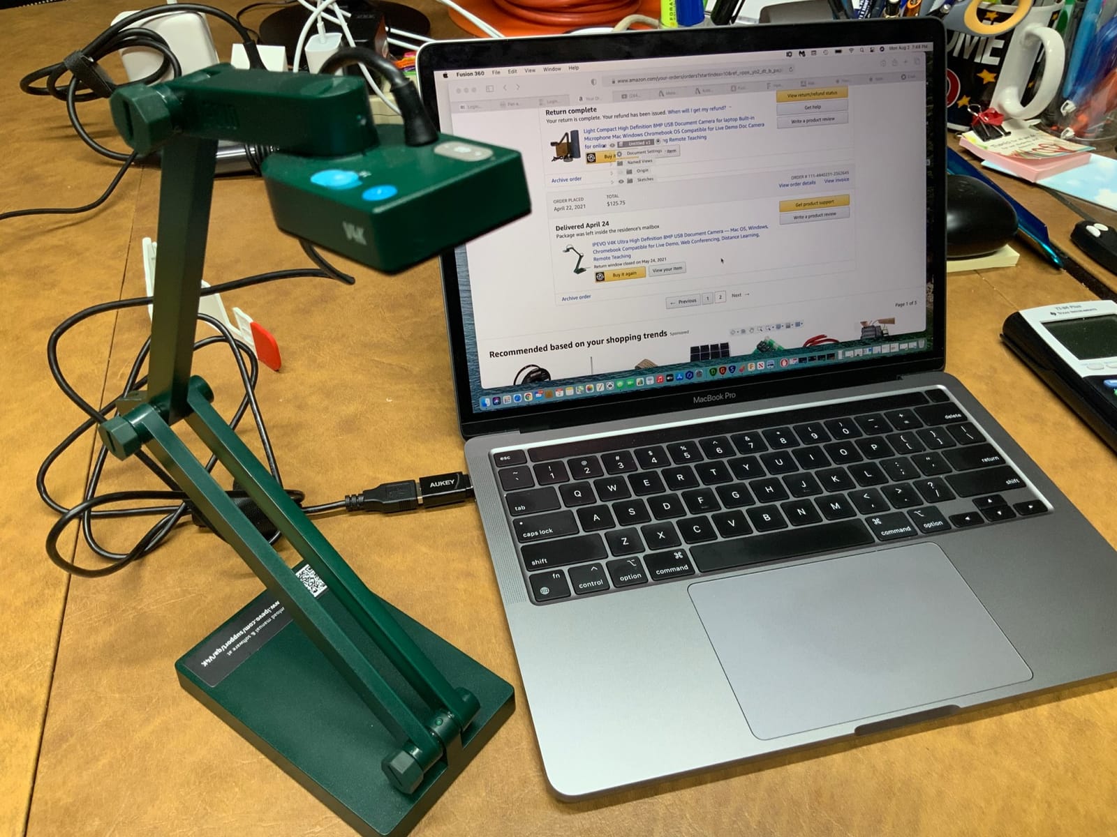 IPEVO V4K Ultra High Definition 8MP USB Document Camera - Mac OS, Windows, Chromebook Compatible for Live Demo, Web Conferencing, Distance Learning, Remote Teaching, Green customer photo 2