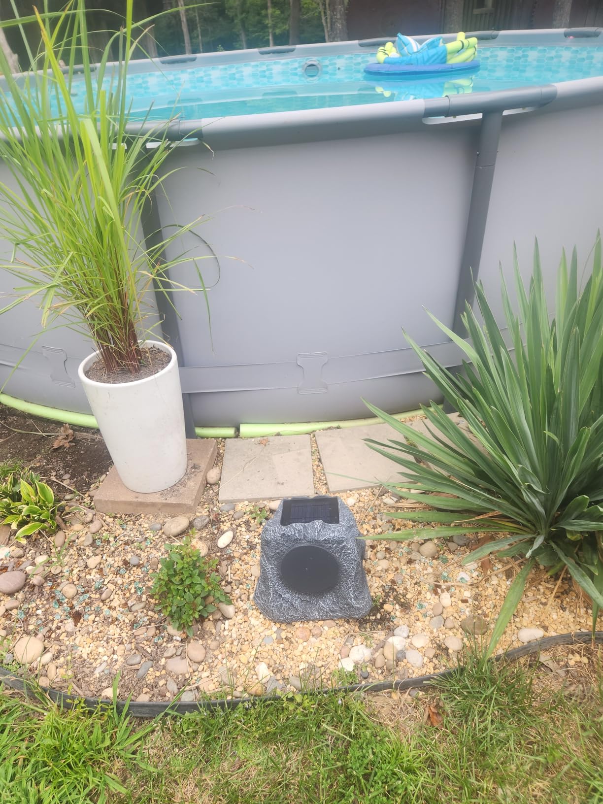 Victrola The Solar Rock Speakers Pair, 14 Hours PlayTime, IPX4 Rechargeable Solar Outdoor Bluetooth Speakers for Garden, Patio, Built for All Seasons, Wireless Music Streaming, Charcoal customer photo 1