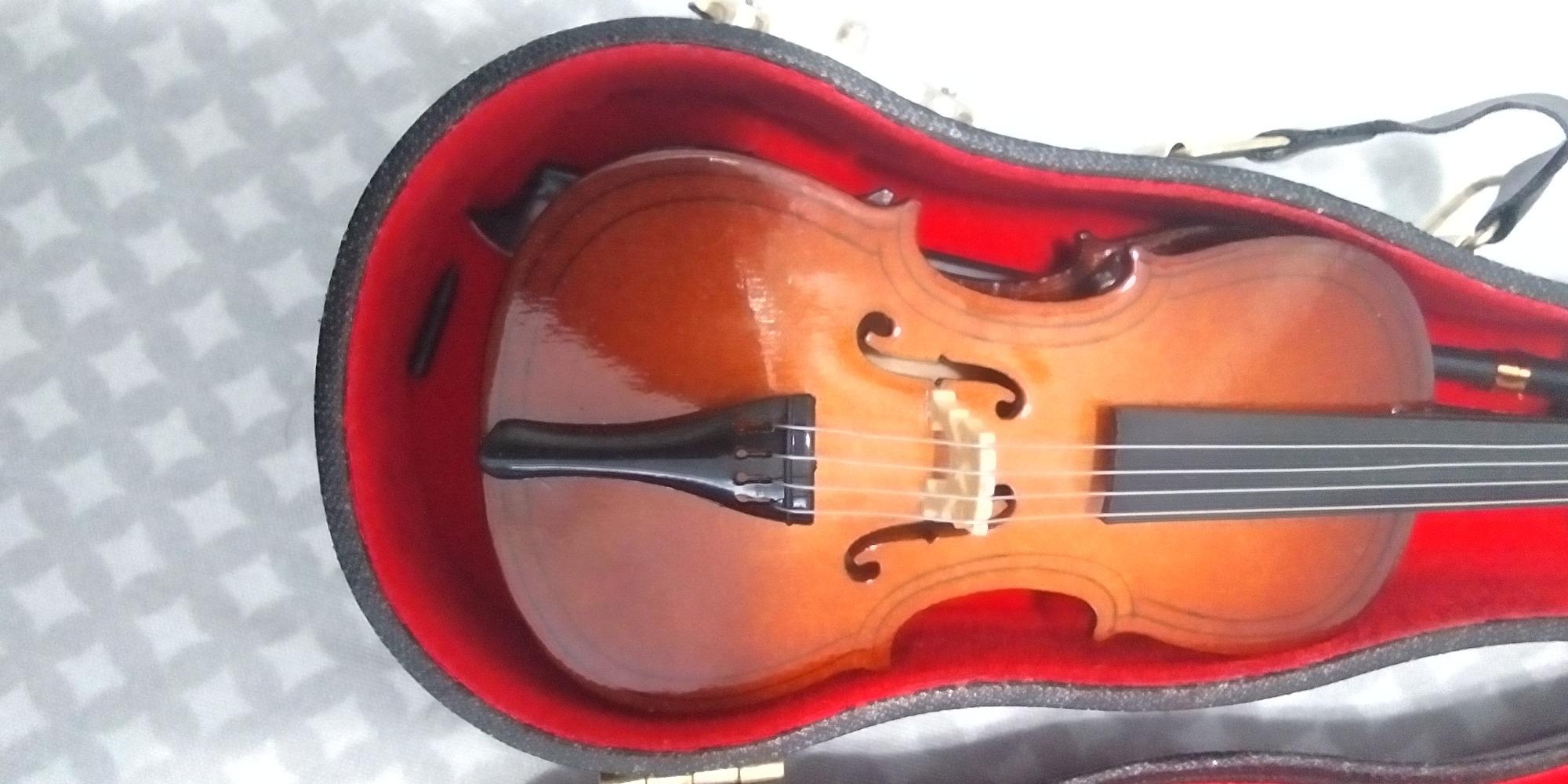 Wooden Miniature Cello Replica with Stand, Bow and Case Bookshelf Sculpture | 5.51