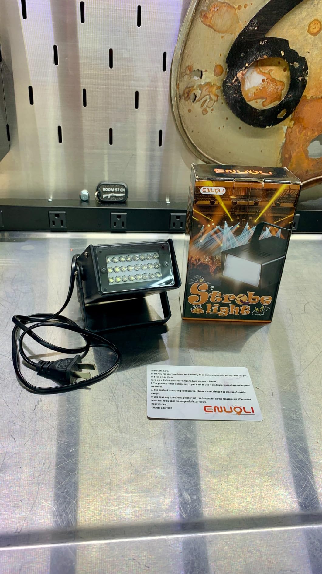 ENUOLI Mini LED Strobe Light White Color with 24 Super Bright LED Variable Speed Control for Christmas Clubs Stage Light Effect DJ Disco Bars Parties Halloween (White Color) customer photo 2