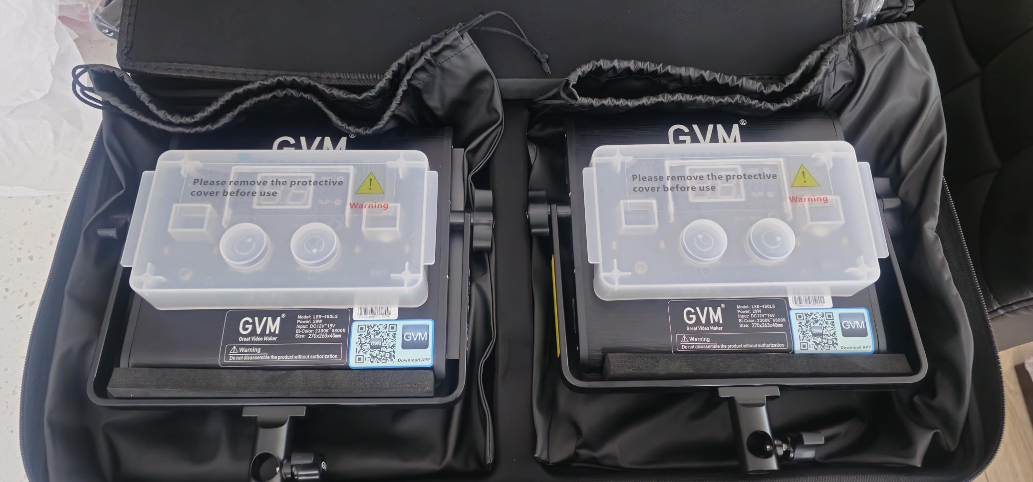 GVM 2 Pack LED Video Lighting Kits with APP Control, Bi-Color Variable 2300K~6800K with Digital Display Brightness of 10~100% for Video Photography, CRI97+ TLCI97 Led Video Light Panel +Barndoor customer photo 2
