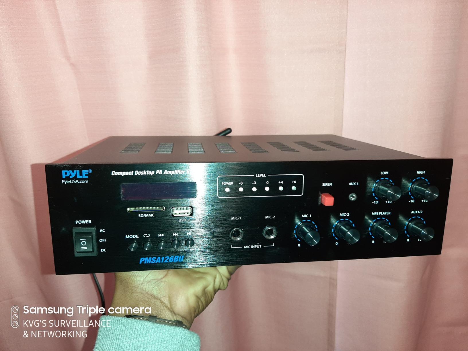 Pyle Public Address Amplifier - 500W Compact Digital Receiver w/ 70V 100V Output, Dual Mic Input, USB-A Input w/ MP3 Player, FM Radio, RCA | Home, Continuous Volume and Commercial | PMSA126BU customer photo 1