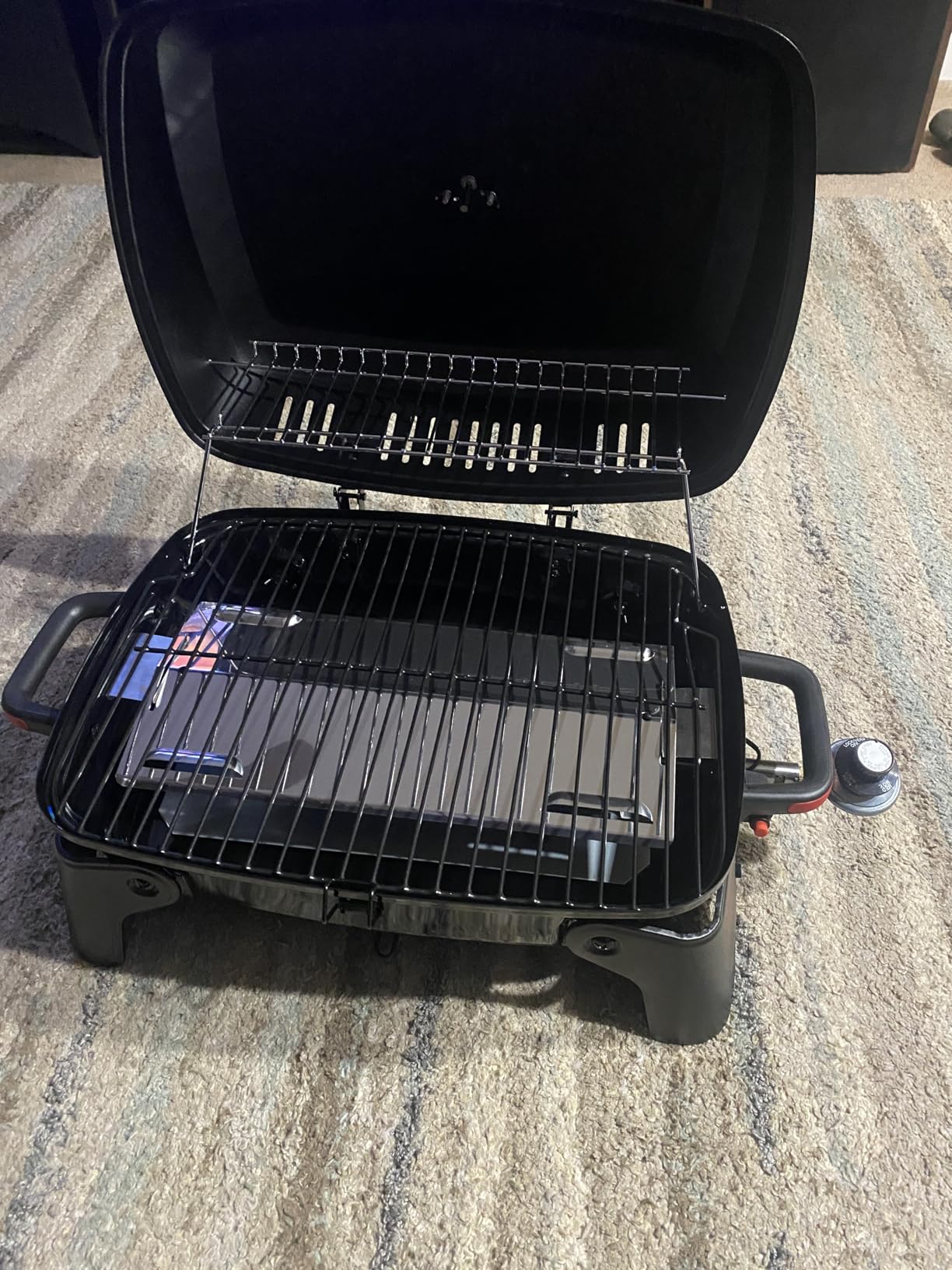 Megamaster Tabletop 1 Burner Gas Grill, Foldable Legs with Warming Rack | Offers 11000 BTU, Built-In Thermometer, Push Ignition, 360 Sq In Cooking Space, Uses 1 Lb Propane, For Camping & Tailgating customer photo 2