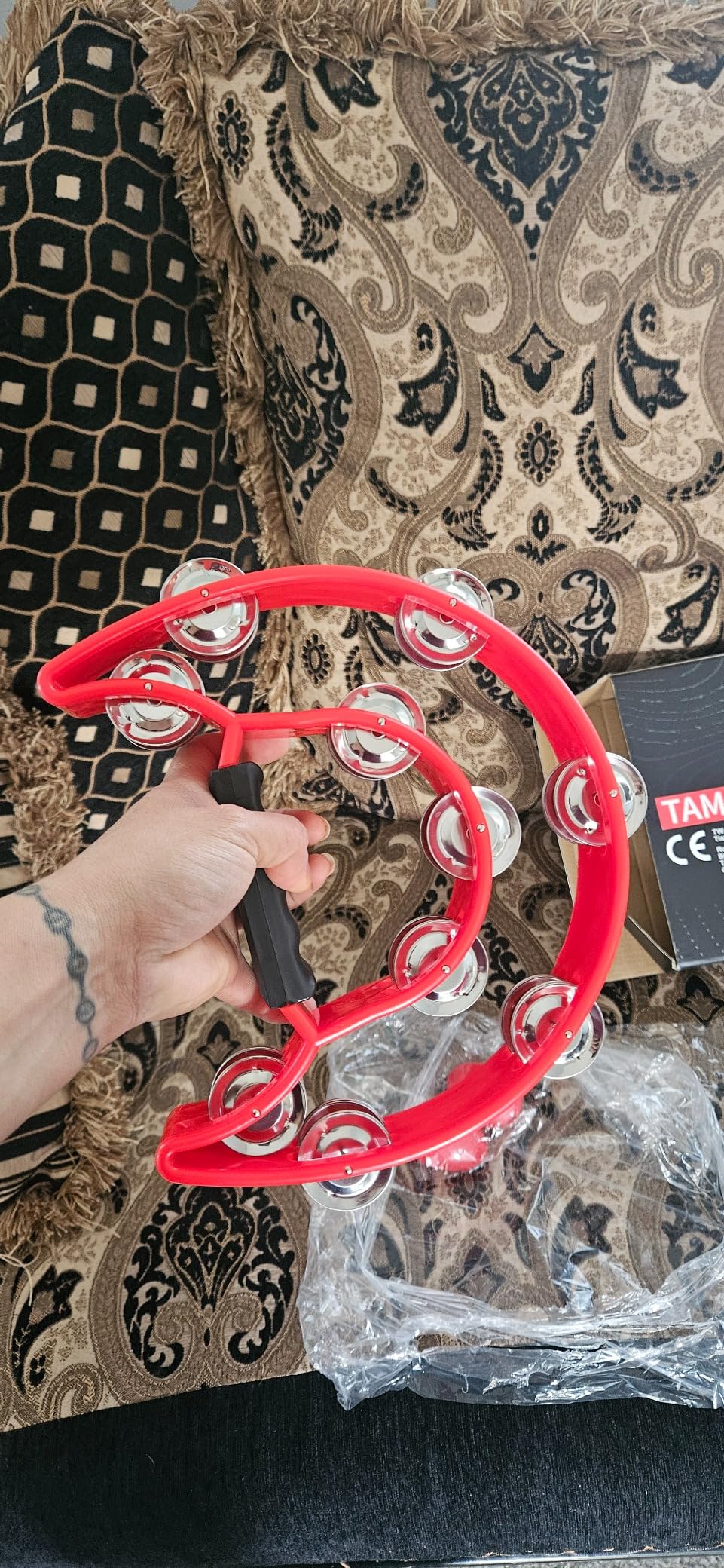 EastRock Double Row Tambourine Black Hand Percussion Half Moon customer photo 1