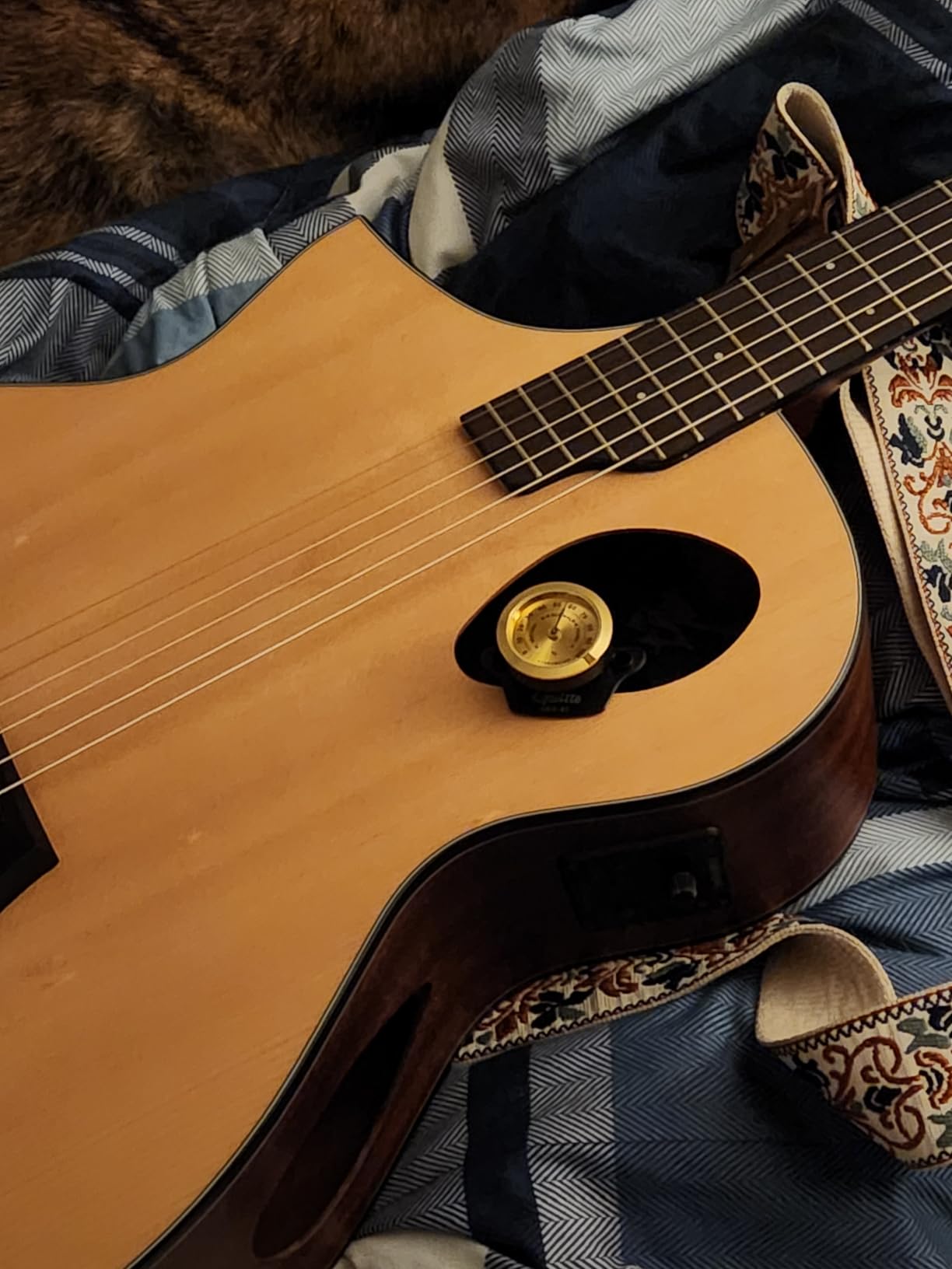 GUITTO 2-in-1 Guitar Humidifier & Analog Hygrometer, Clip-On Soundhole Humidity Care System with Refillable Sponge, No-Battery Gauge for Acoustic Guitar (GHD-01) customer photo 1