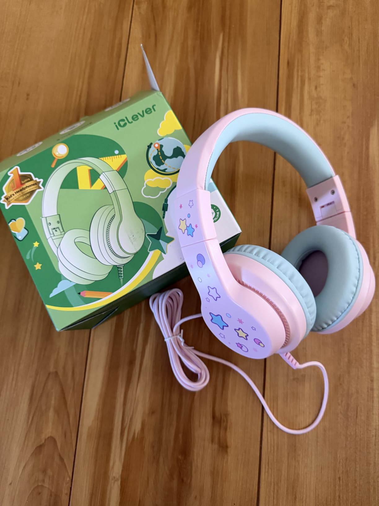 iClever HS19 Kids Headphones for School, Over-Ear for Toddler Boys Girls | SafeSound Tech, HD Mic Stereo Sound, Kids Headphones with Cord, FunShare Foldable 3.5mm Wired for iPad Computer Travel customer photo 2