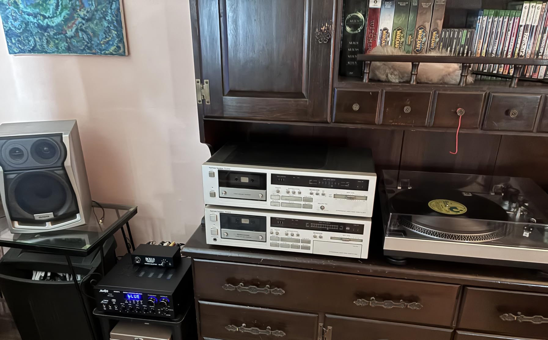Moukey Stereo Receivers with Bluetooth 5.0, 2.0 Channel Power Audio Amplifier Stereo System w/USB, SD, AUX, RCA, MIC in w/Echo, LED for Karaoke, Home Theater Speakers, 400W Peak, 25W× 2 RMS- MAMP1 customer photo 2
