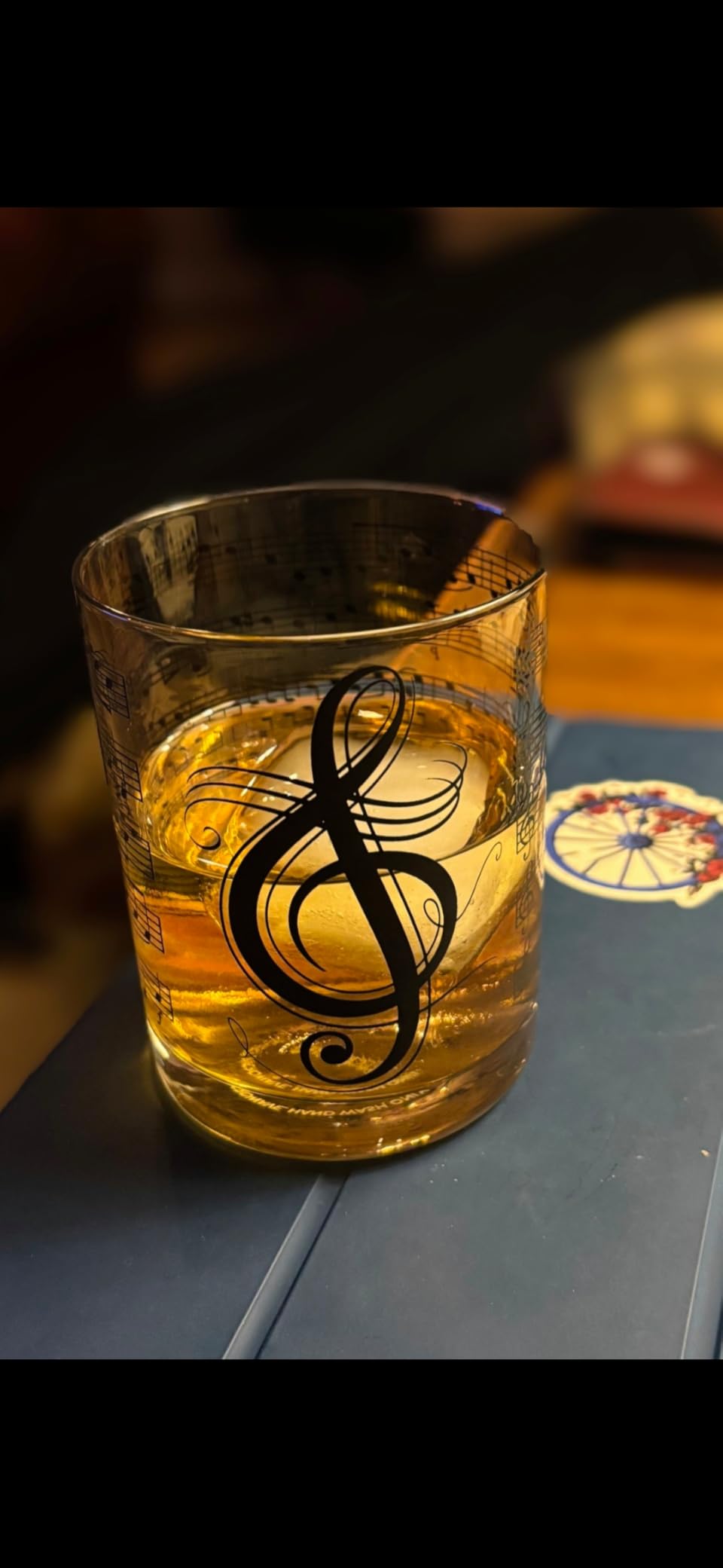 Music Whiskey Glass for Men - Black Music Note Design - Musician Gifts, Musical Gift, Piano Gifts for Music Lovers - Classic Unique Musical Decor - 11oz customer photo 1