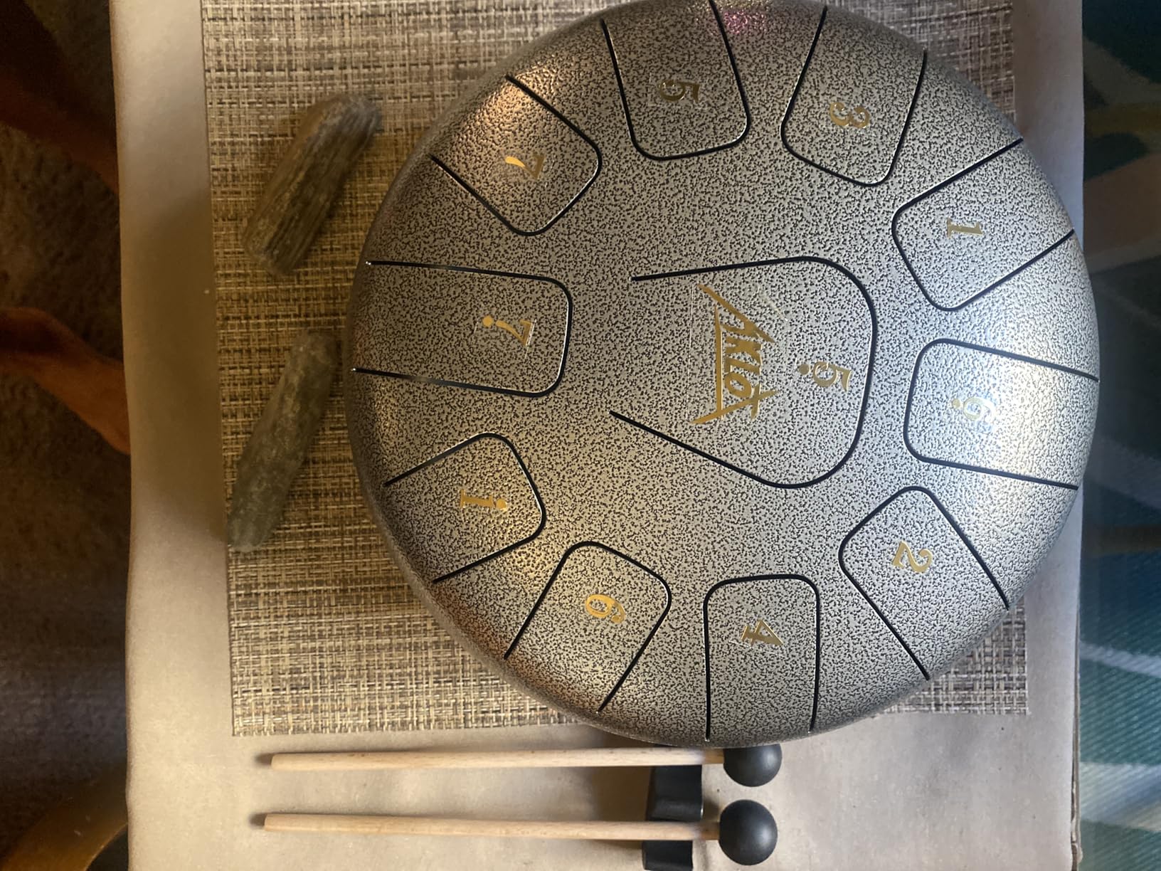 Steel Tongue Drum, AKLOT 8 inch 8 Notes Tank Drum C Key Percussion Steel Drum Kit w/Drum Mallets Note Stickers Finger Picks Mallet Bracket and Gig Bag customer photo 2
