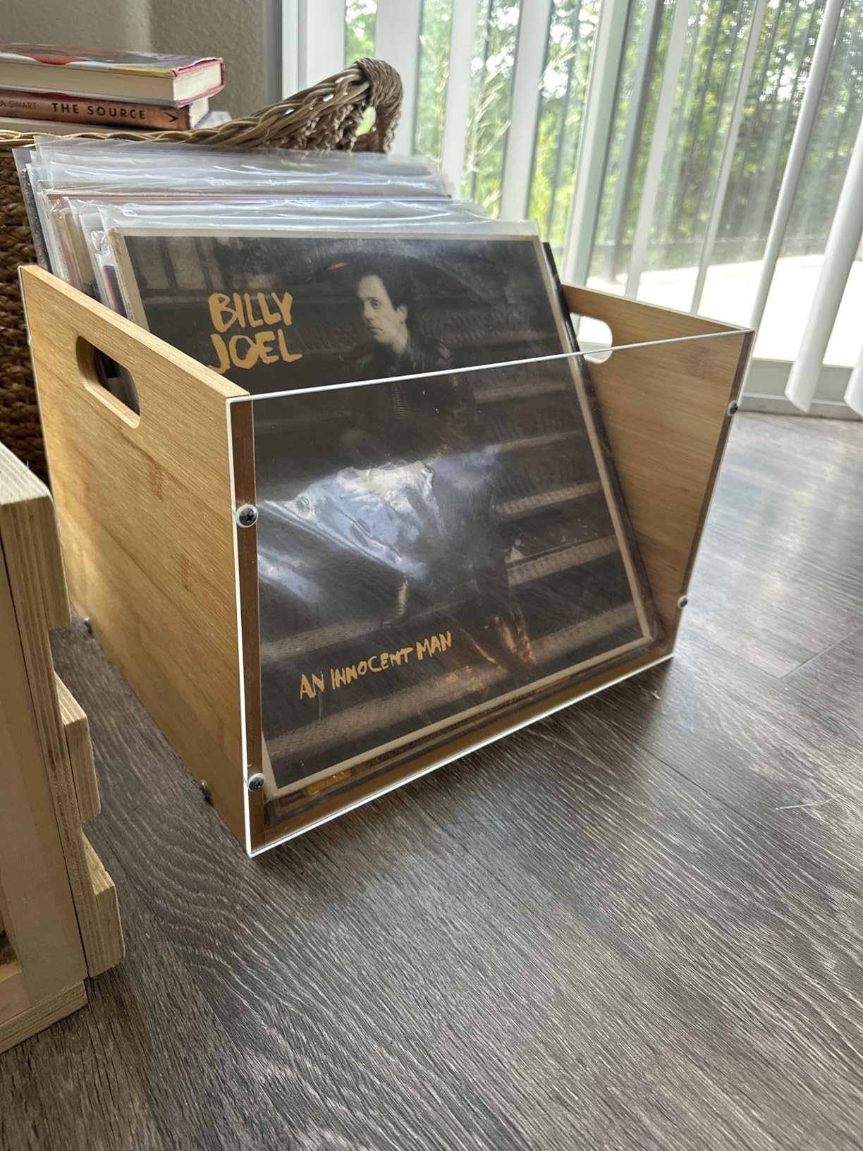 X-cosrack Vinyl Record Storage Crate, Visible Acrylic & Bamboo Vinyl Record Holder with Handle, Record Crates for Vinyl LP Album Magazine, Cube Box Storage and Organizer, Easy to Assemble customer photo 1