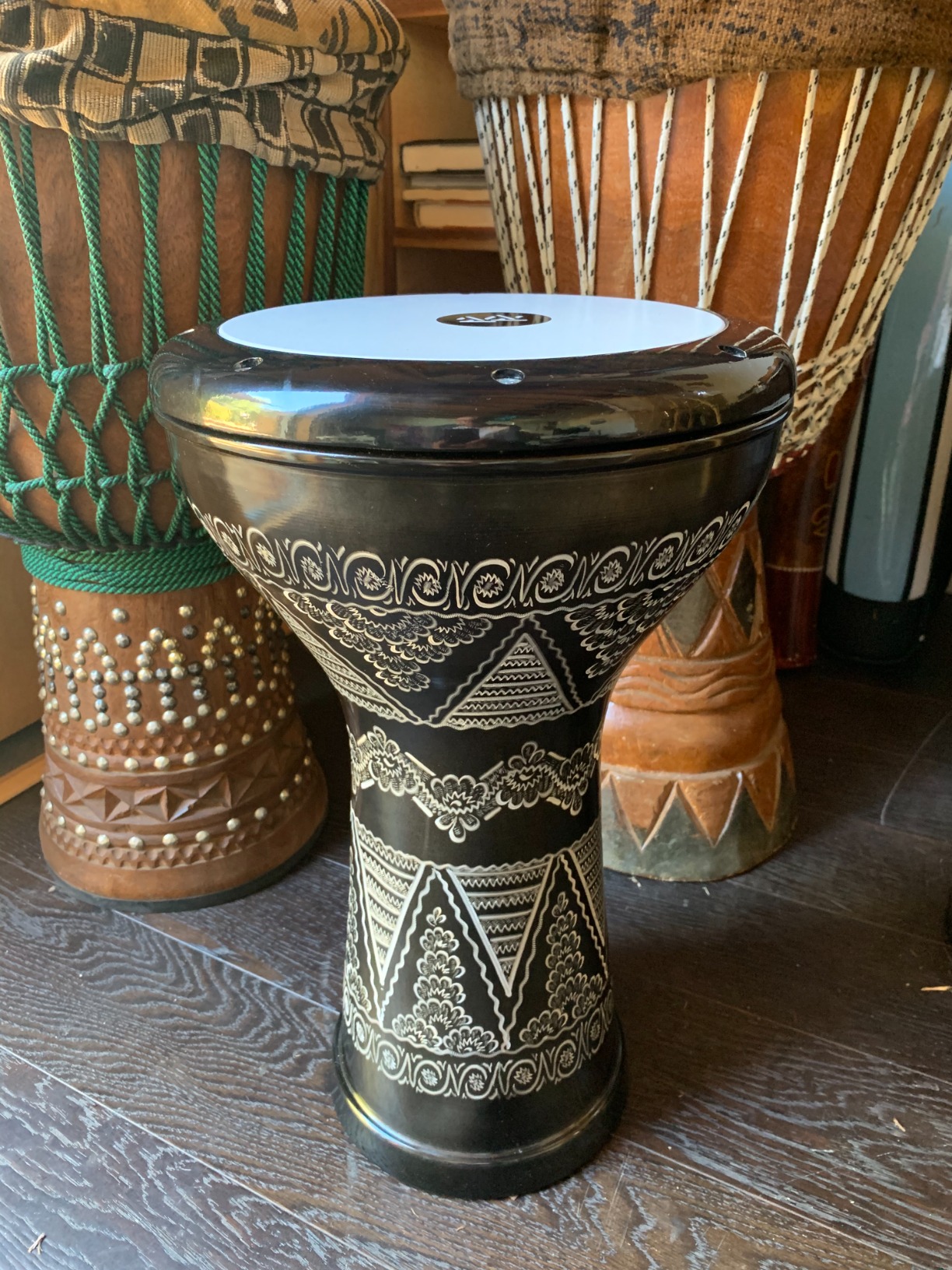 The 17'' Wave Zaza Percussion Egyptian Style Darbuka Doumbek (Black - Engraved) customer photo 2