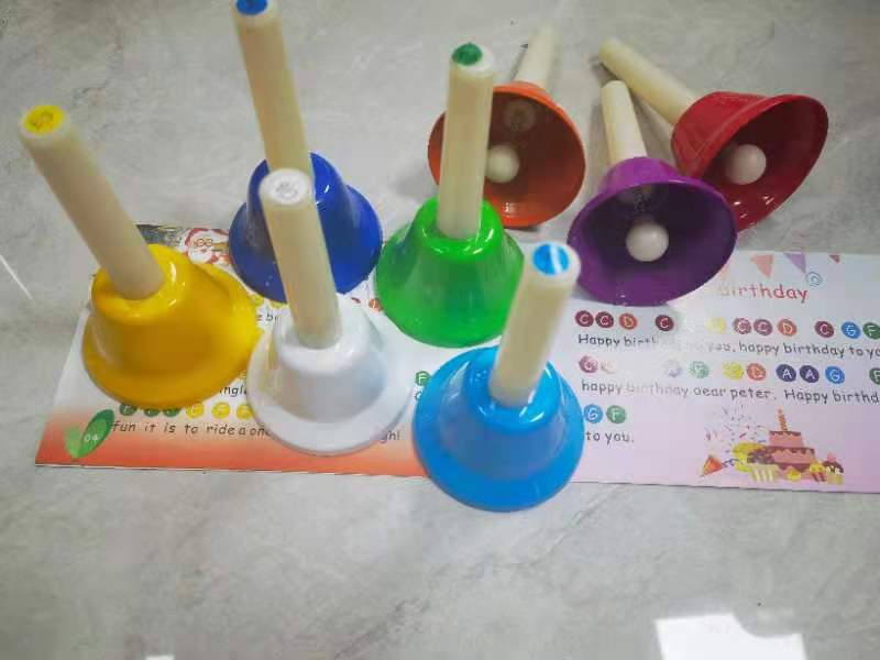 Hand Bells, 8 Note Musical Handbells Set with 17 Songbook Musical Toy Percussion Instrument for Toddlers Children Kids for Children's Day Family Activity School and Church (Multicolored) customer photo 2