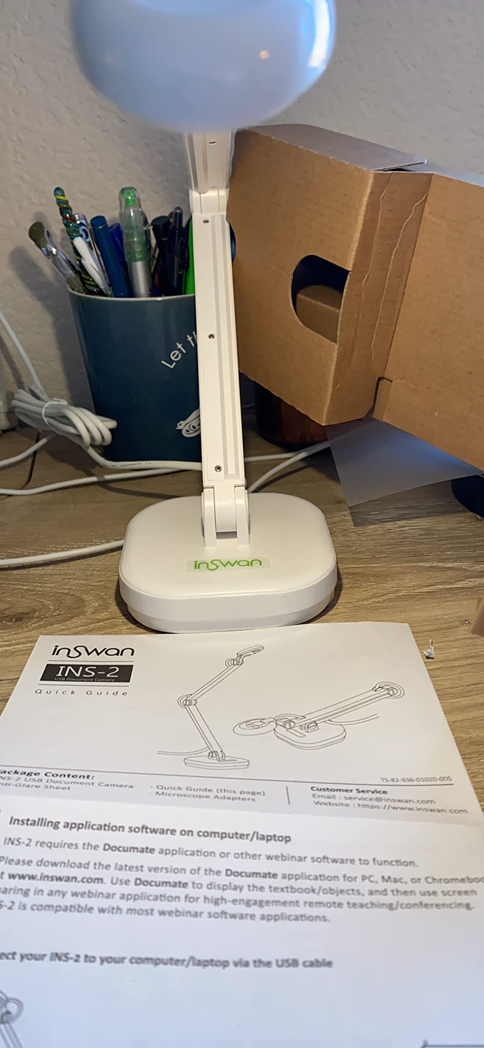 INSWAN INS-2 UHD 4K 13MP Document Camera, Built-in LED, Mic, A3 Capture | Dual Auto-Focus, Plug & Play, Compatible with Mac, Windows, Chromebook, Ideal for large documents, artworks, big classrooms customer photo 1