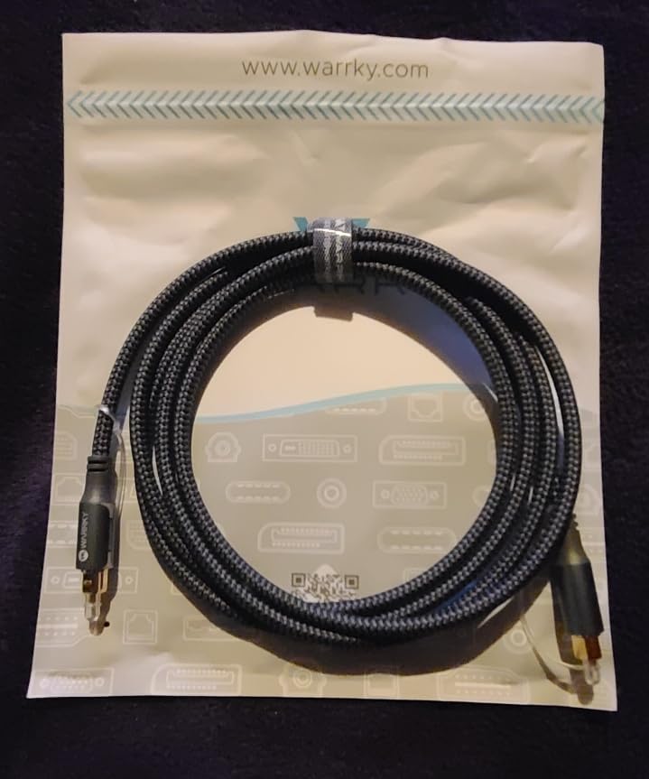 Warrky Optical Audio Cable for Soundbar and TV, 6ft, Gold-Plated, Braided | Fiber Optic Toslink Cable for Soundbar and Home Theater - Japanese Toray Core, Gold-Plated Connectors, Dolby DTS Compatible customer photo 1
