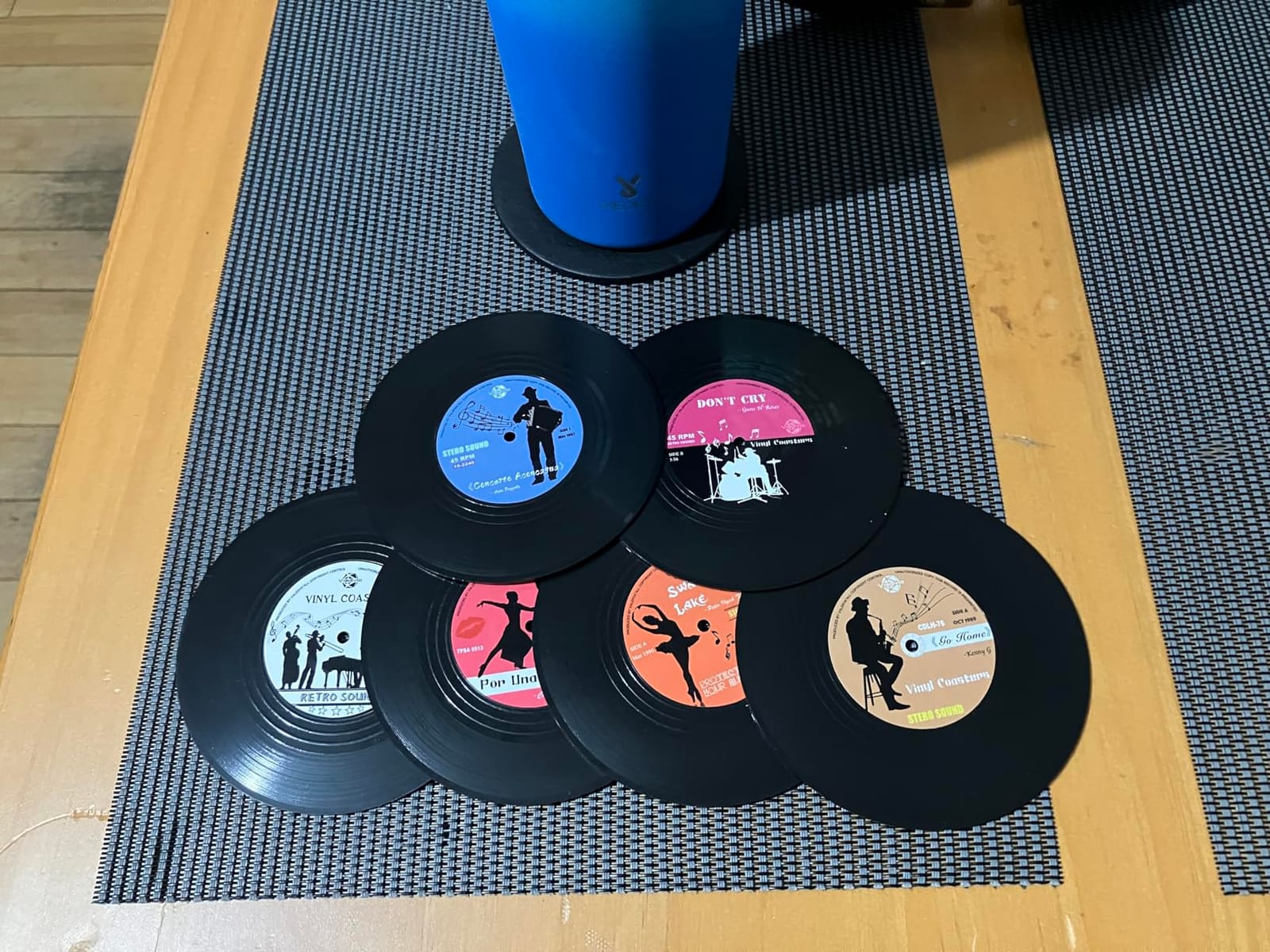 Retro Vinyl Record Coasters with Player, Set of 6 Music Coasters for Drinks customer photo 1