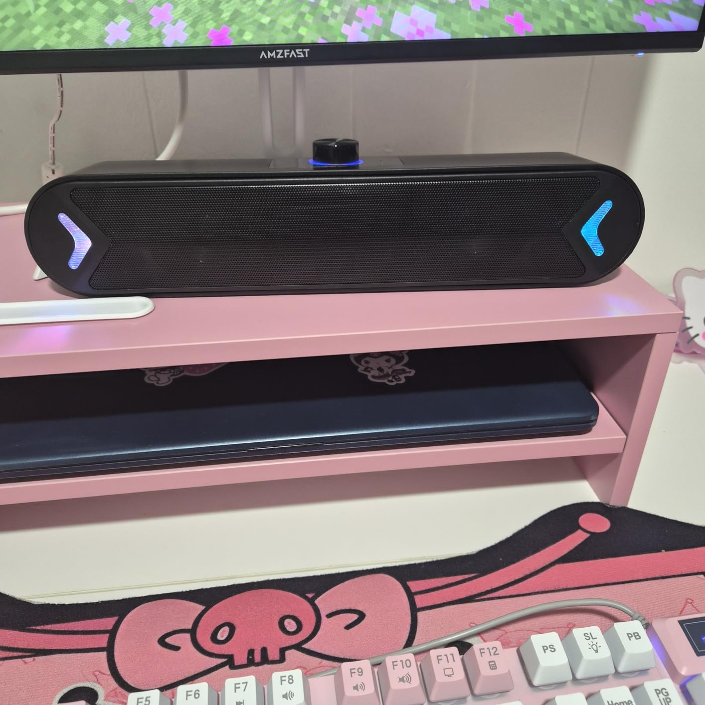 LENRUE Computer Speakers, PC Speakers for Desktop, Wired USB-Powered Sound-bar for Computer with 10W Stereo Sound and Colorful Light, Plug-n-Play (A39PRO /Black) customer photo 2