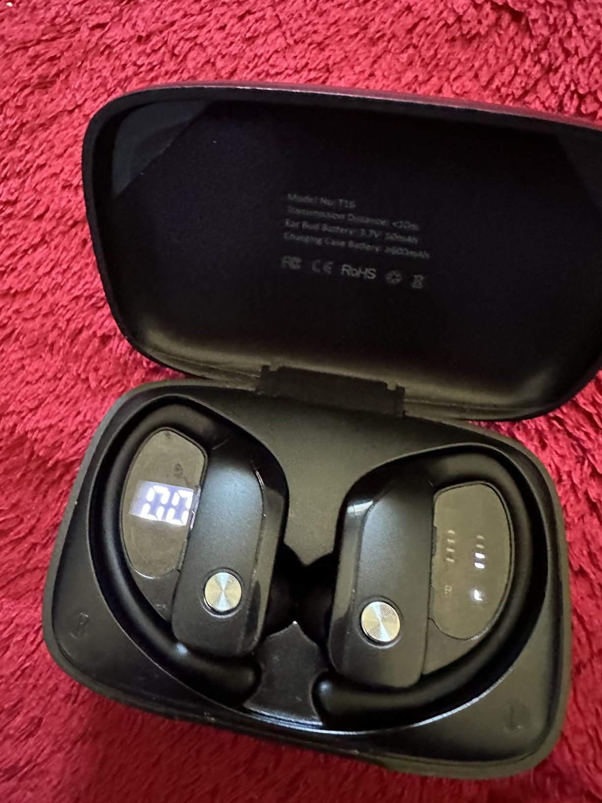bmani Ear Buds Wireless Earbuds Bluetooth Headphones with 80H Playtime LED Display Case, Over-Ear Hook with Mic, Stereo Sound, Easy Button Controls, Sports Earphones for Running Workout Gym Green customer photo 1