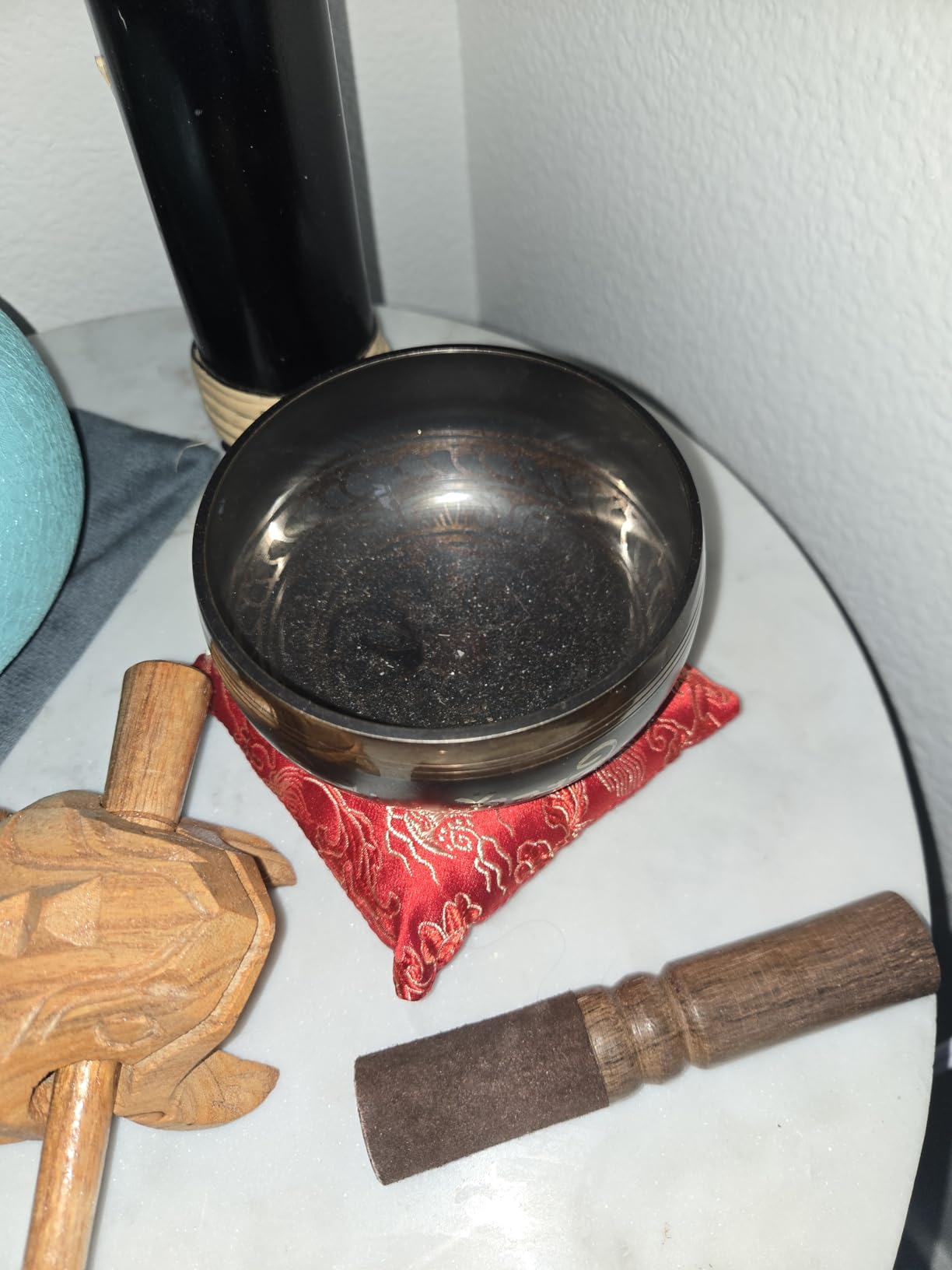 Tibetan Singing Bowl Set - Easy To Play Authentic Handcrafted For Meditation Sound Chakra Yoga Healing 4 Inches By Himalayan Bazaar (Gold & Turquoise) customer photo 2