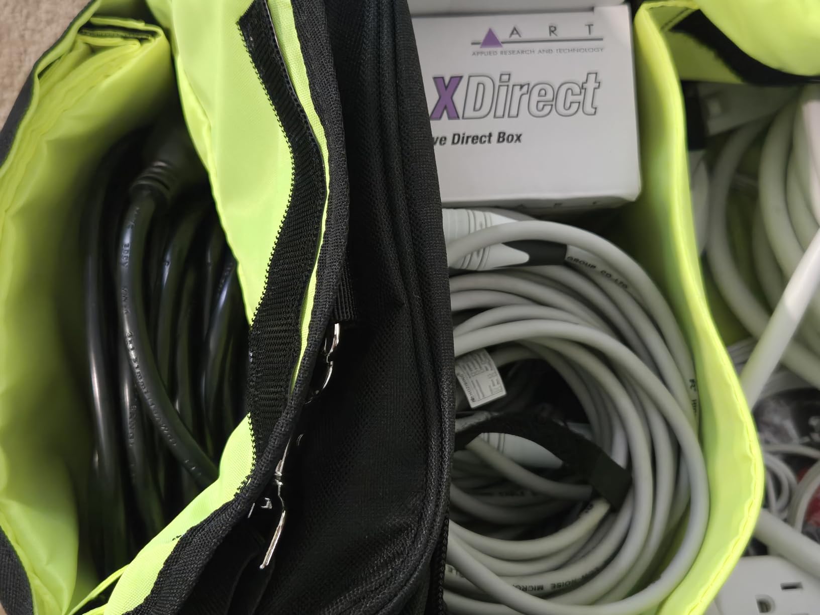 DJ Bag, Large Capacity DJ Cable Bag with Detachable Hard Dividers | Gig Bag for Musicians with 6 Pockets for Extension Cords, Mics, Cable Organizer with Padded Shoulder Strap, DJ Accessories customer photo 1